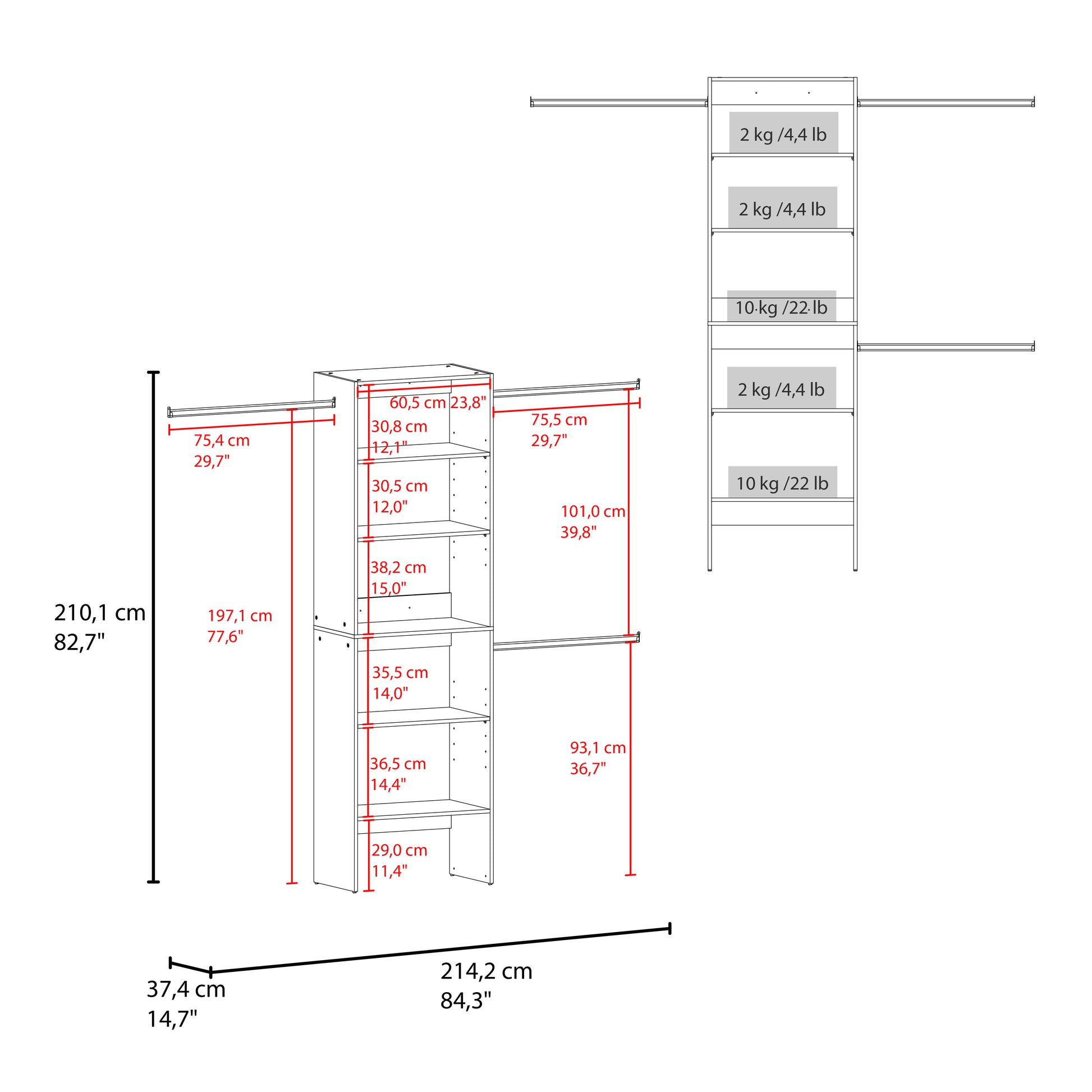 Closet Abierto Selt 210X63X36 Rta Kronos Blanco Zf