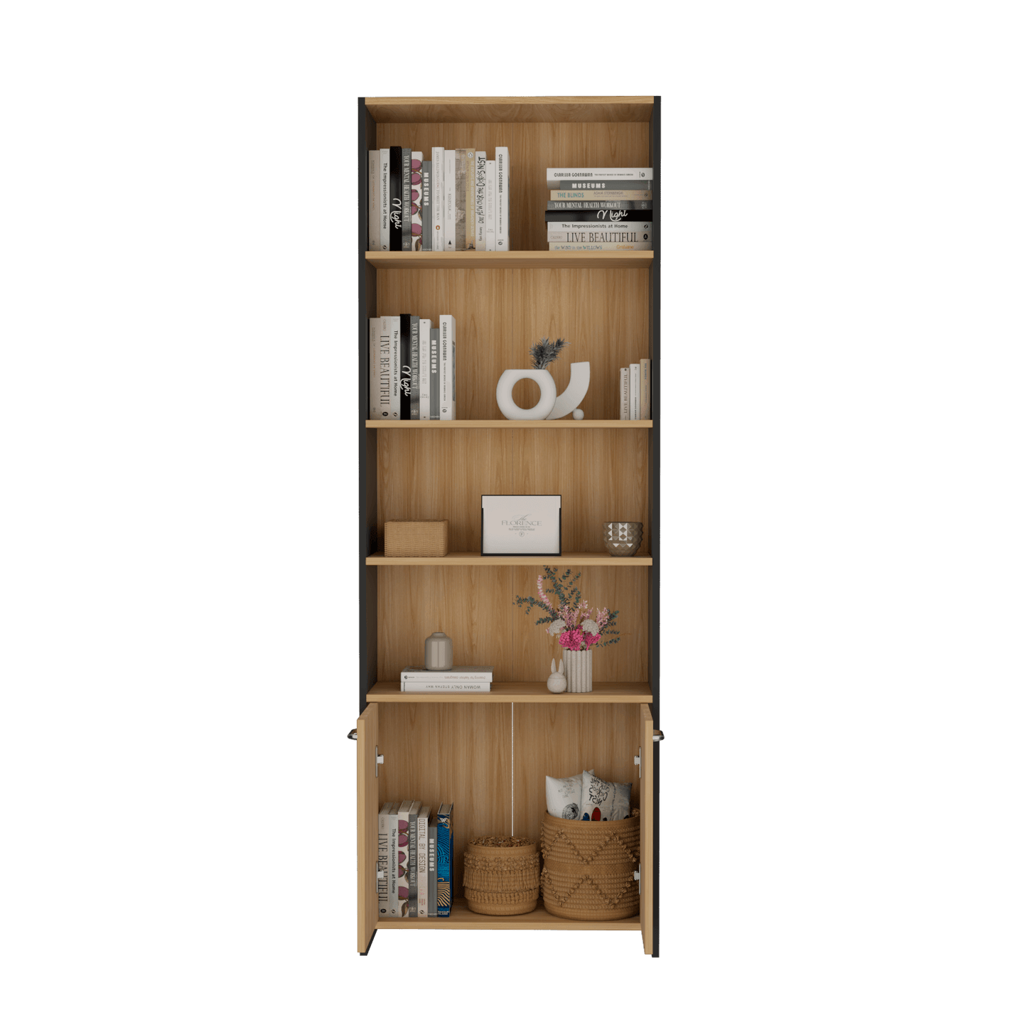 Biblioteca Lisa 180 Con Puertas 180 X63X26 Rta Fresno Wengue