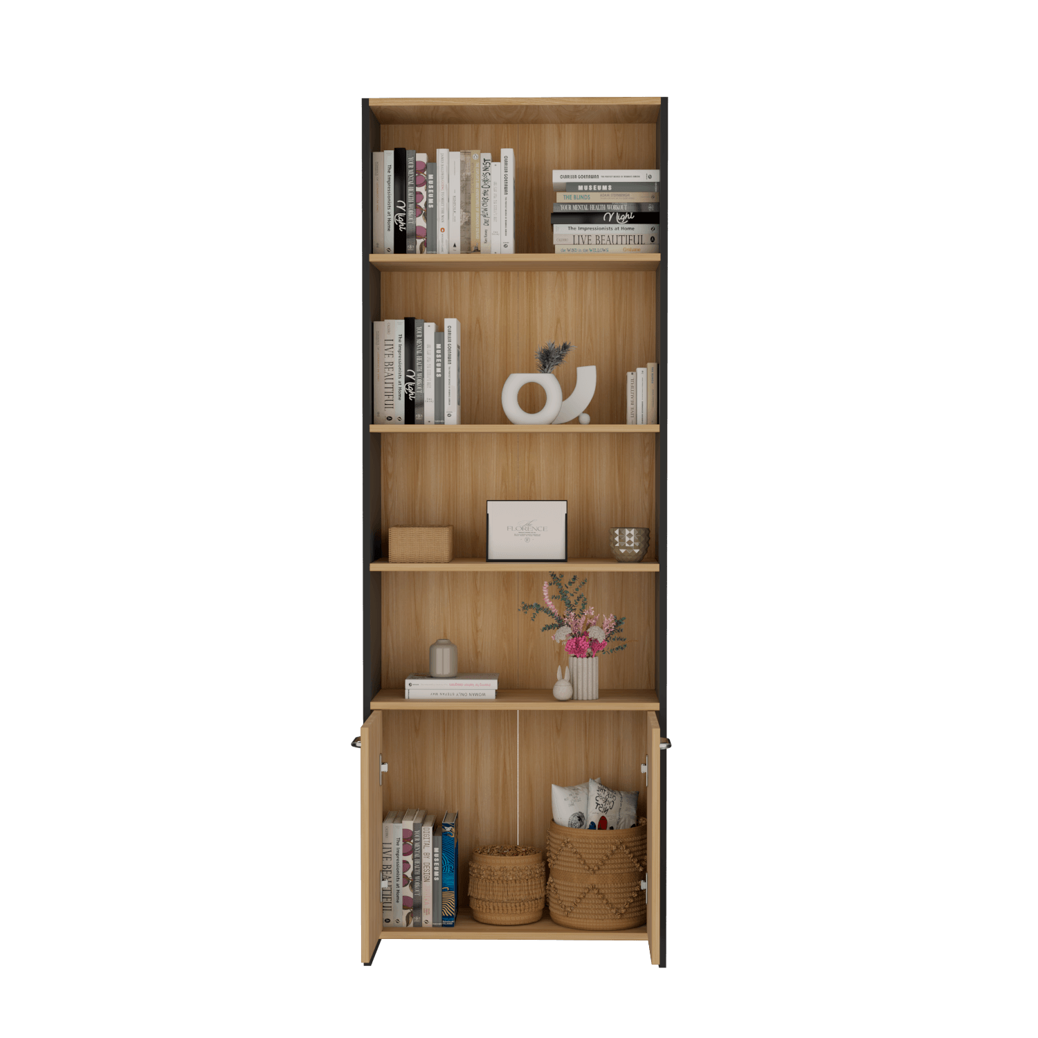 Biblioteca Lisa 180 Con Puertas 180 X63X26 Rta Fresno Wengue