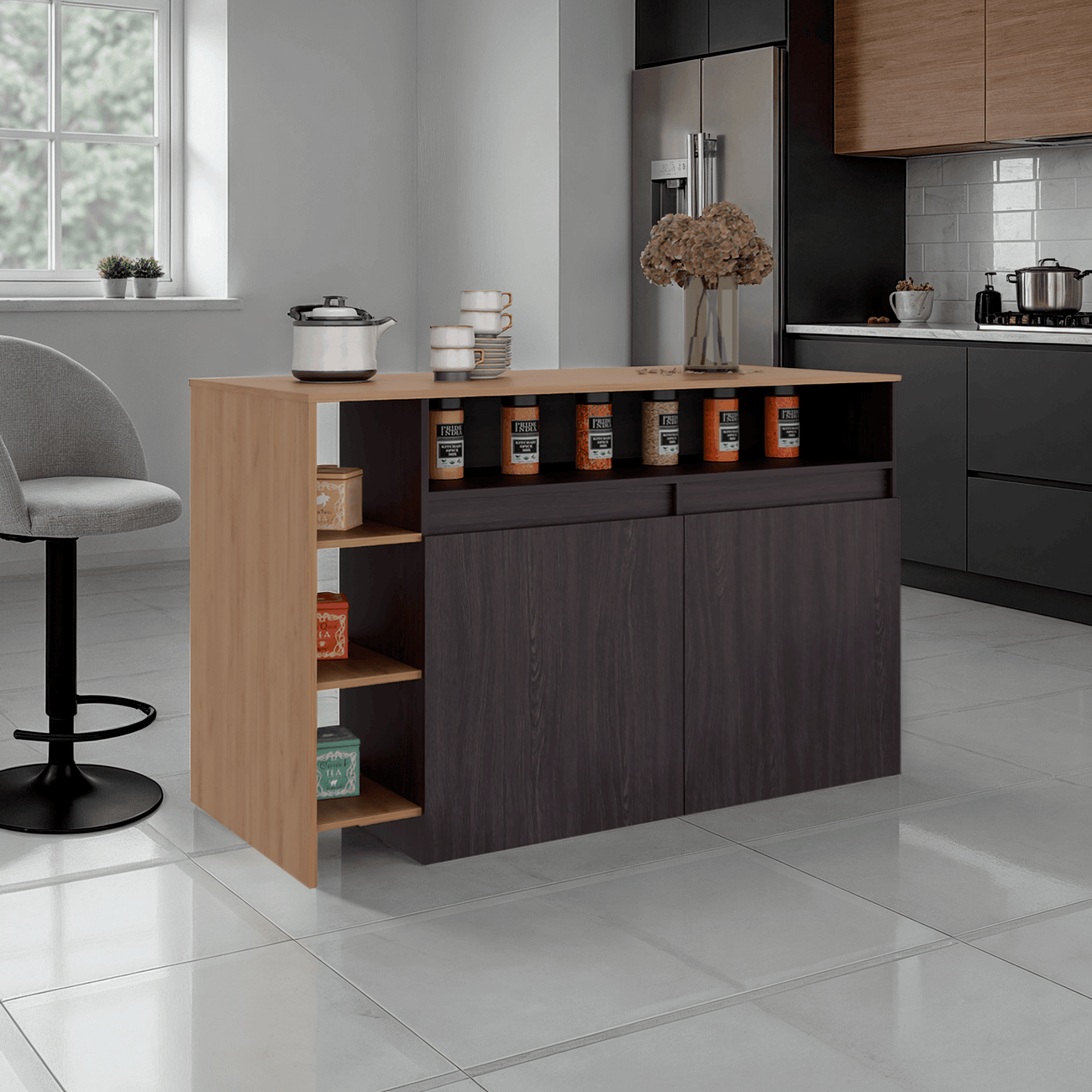 Barra De Cocina Bari 2 90X140X65 Rta Wengue Fresno Zf