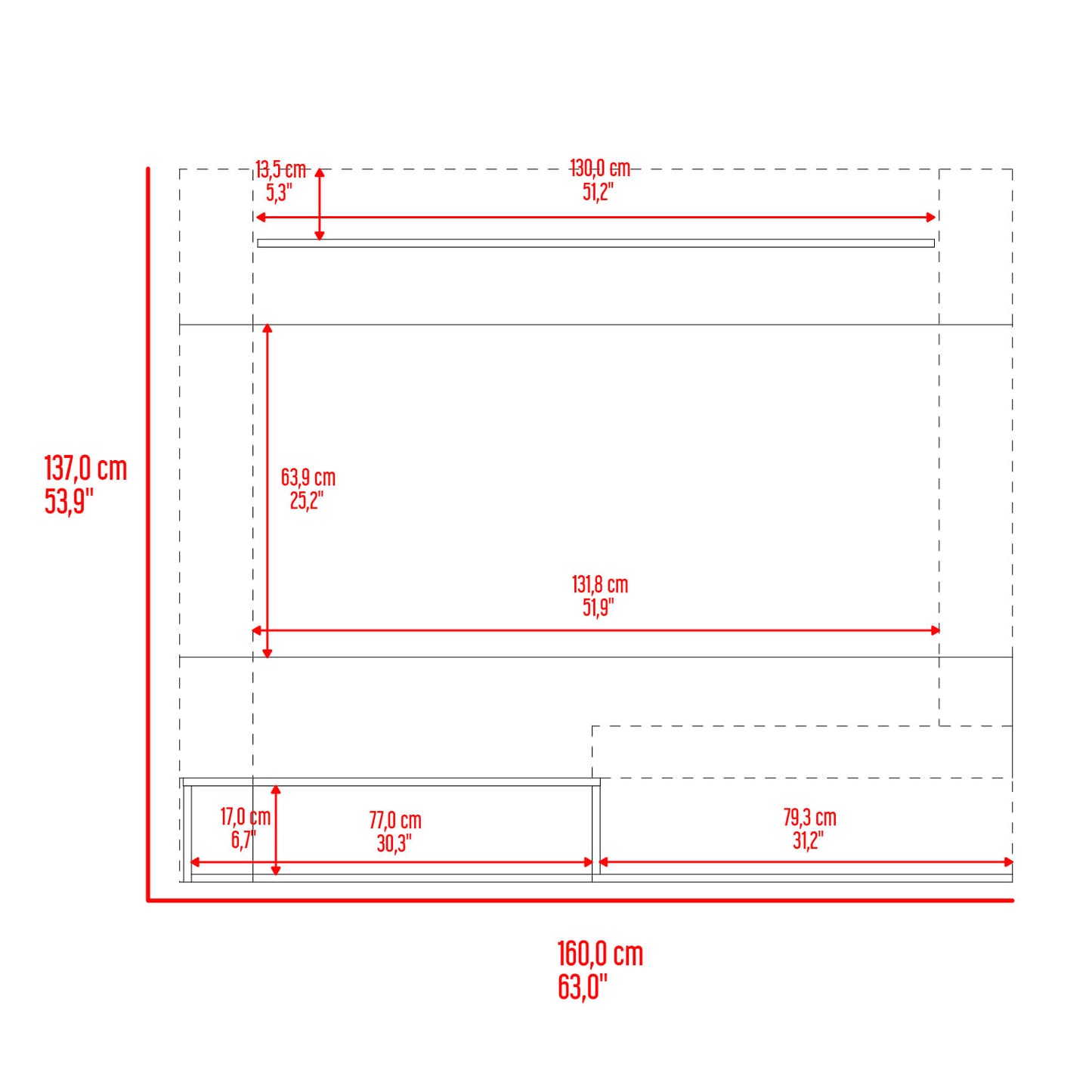 Panel Tv Beijing 70 137X160X31 Rta Milan Wengue