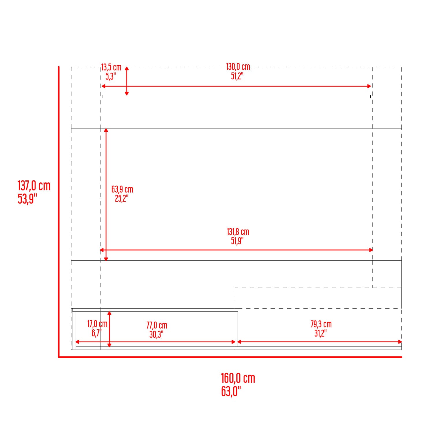 Panel Tv Beijing 70 137X160X31 Rta Milan Wengue