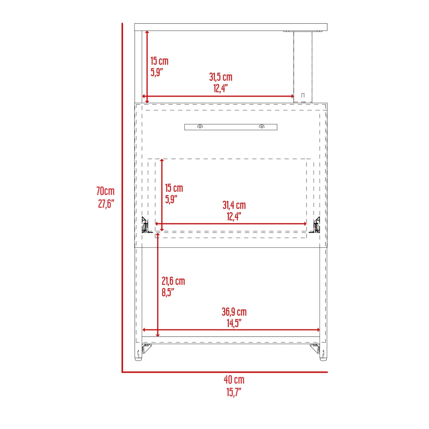 Mesa De Noche Alta Jena 70X40X36 Rta Wengue