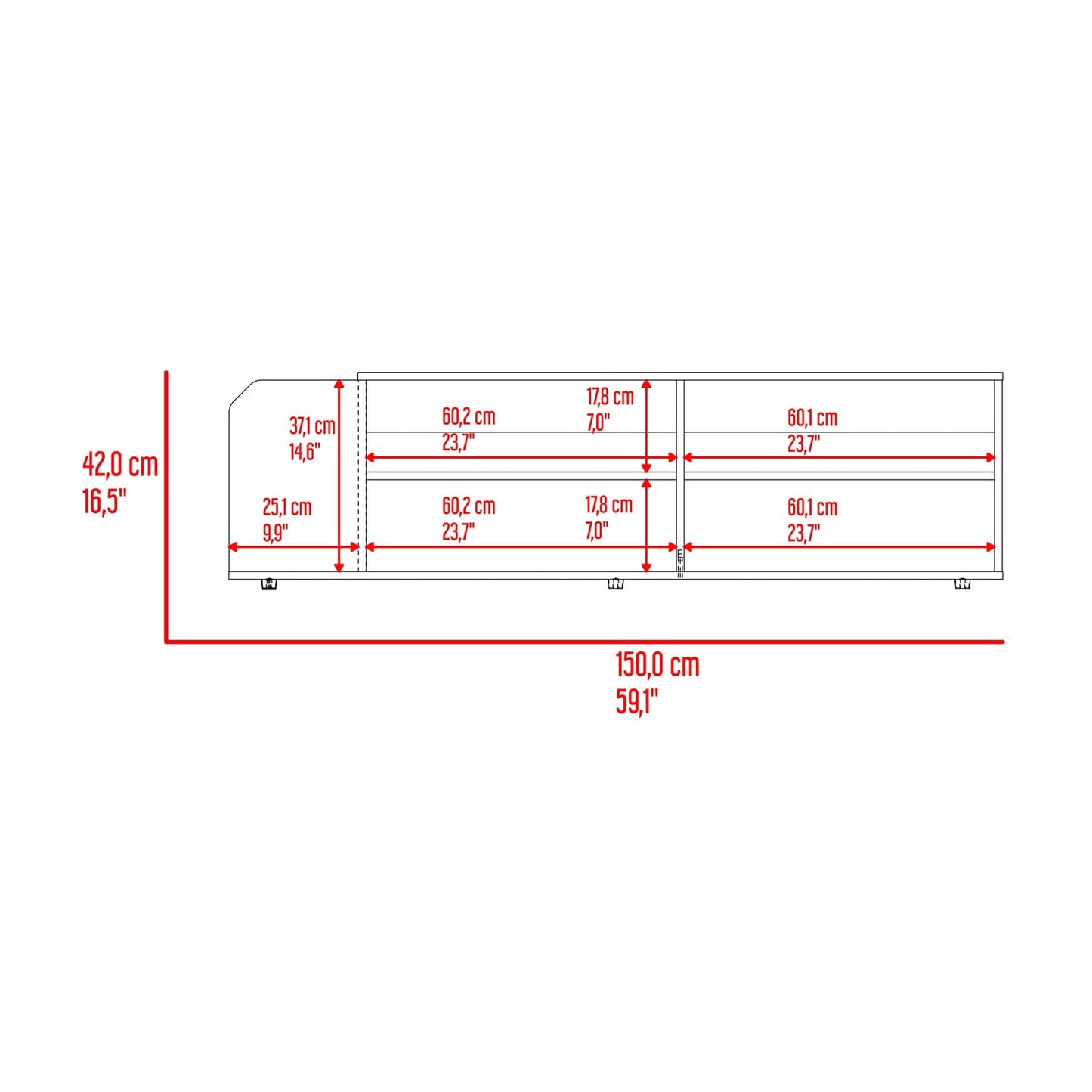 Rack Para Tv Solene 42X150X35 Rta Fresno Wengue Zf