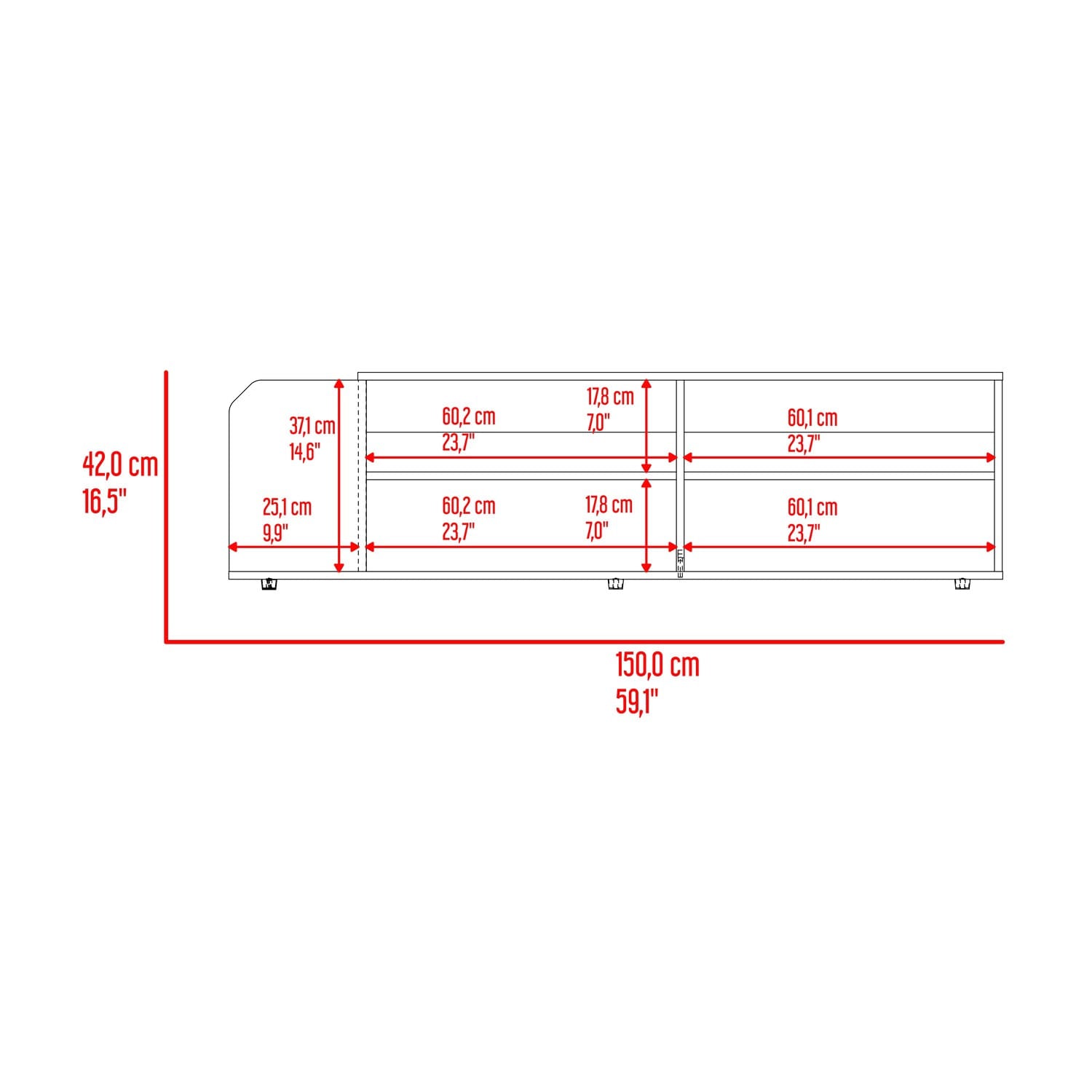 Rack Para Tv Solene 42X150X35 Rta Fresno Wengue Zf