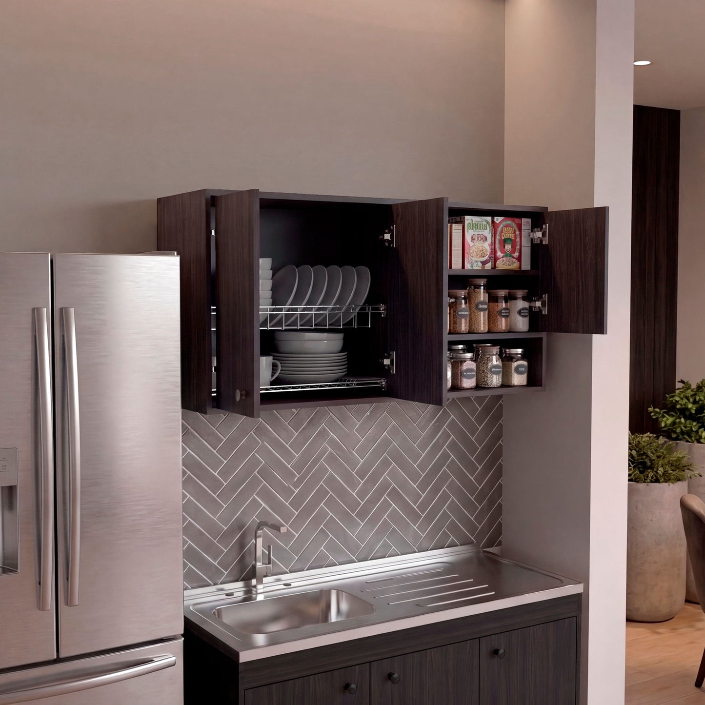 Mueble Superior De Cocina Napoles 60X120X35 Rta Wengue Zf