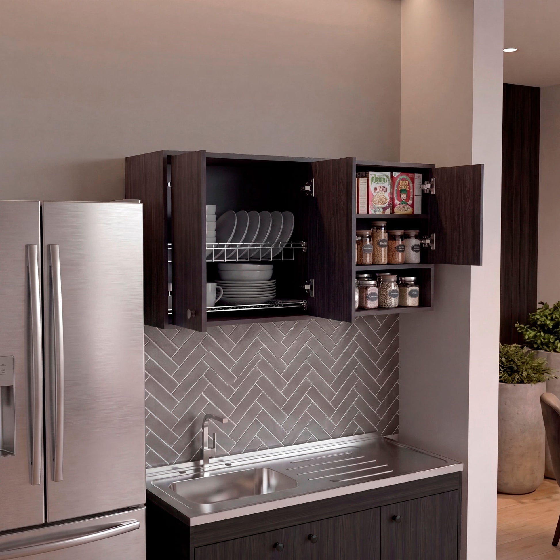 Mueble Superior De Cocina Napoles 60X120X35 Rta Wengue Zf