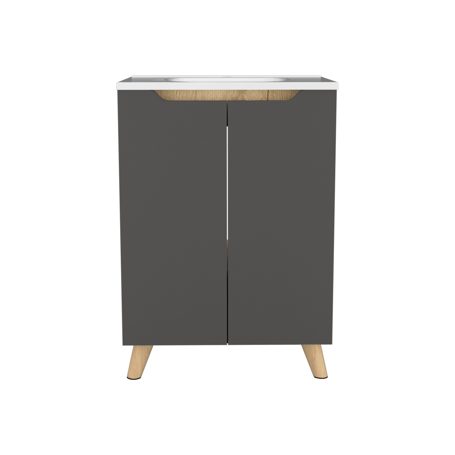 Mueble De Baño A Piso Lavamanos Laurent Rta Plomo Duna