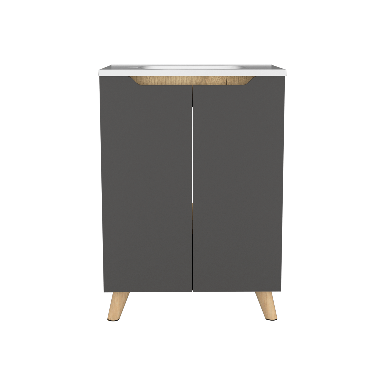 Mueble De Baño A Piso Lavamanos Laurent Rta Plomo Duna
