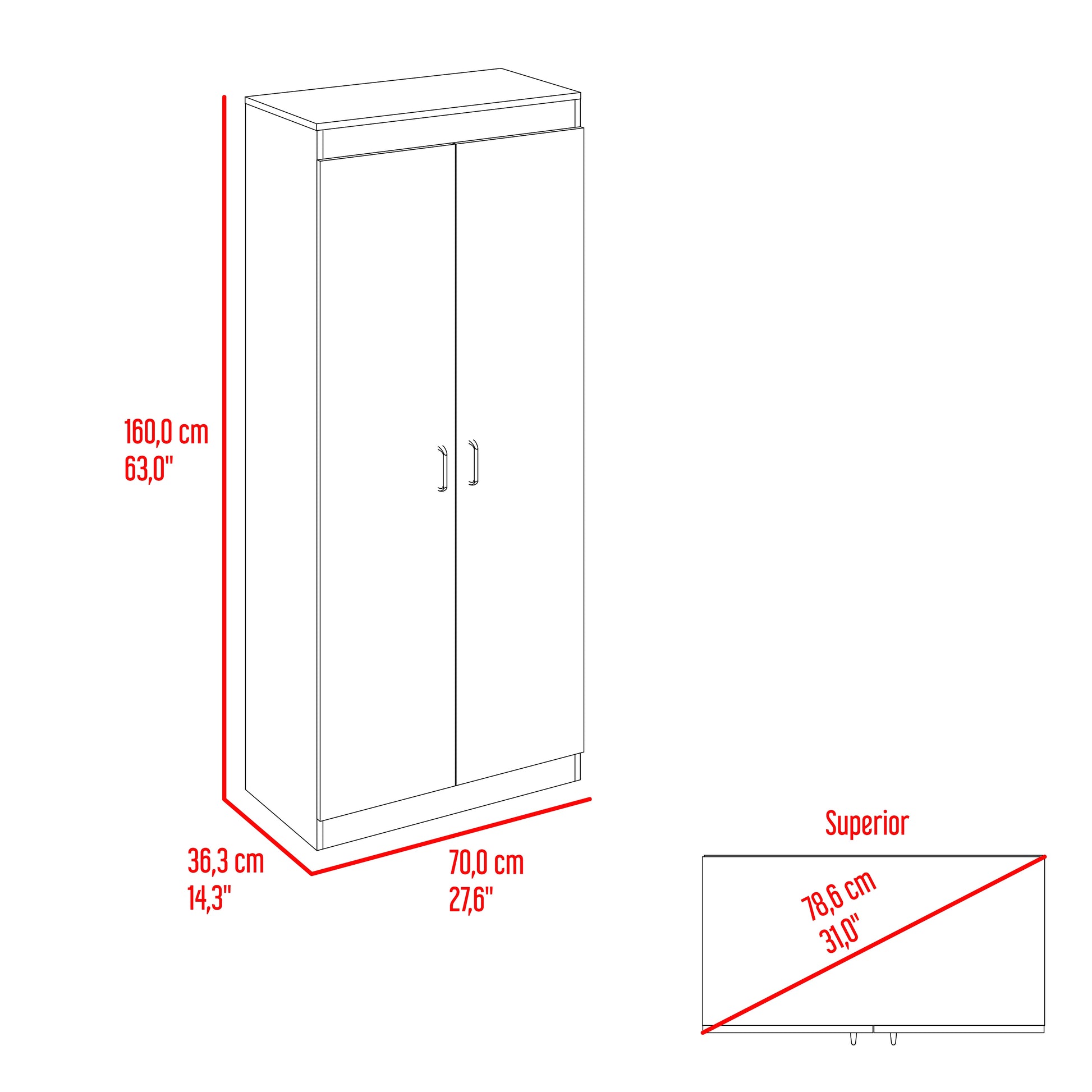 Mueble Alacena Varese 160X70X36 Rta Fresno Eu Blanco