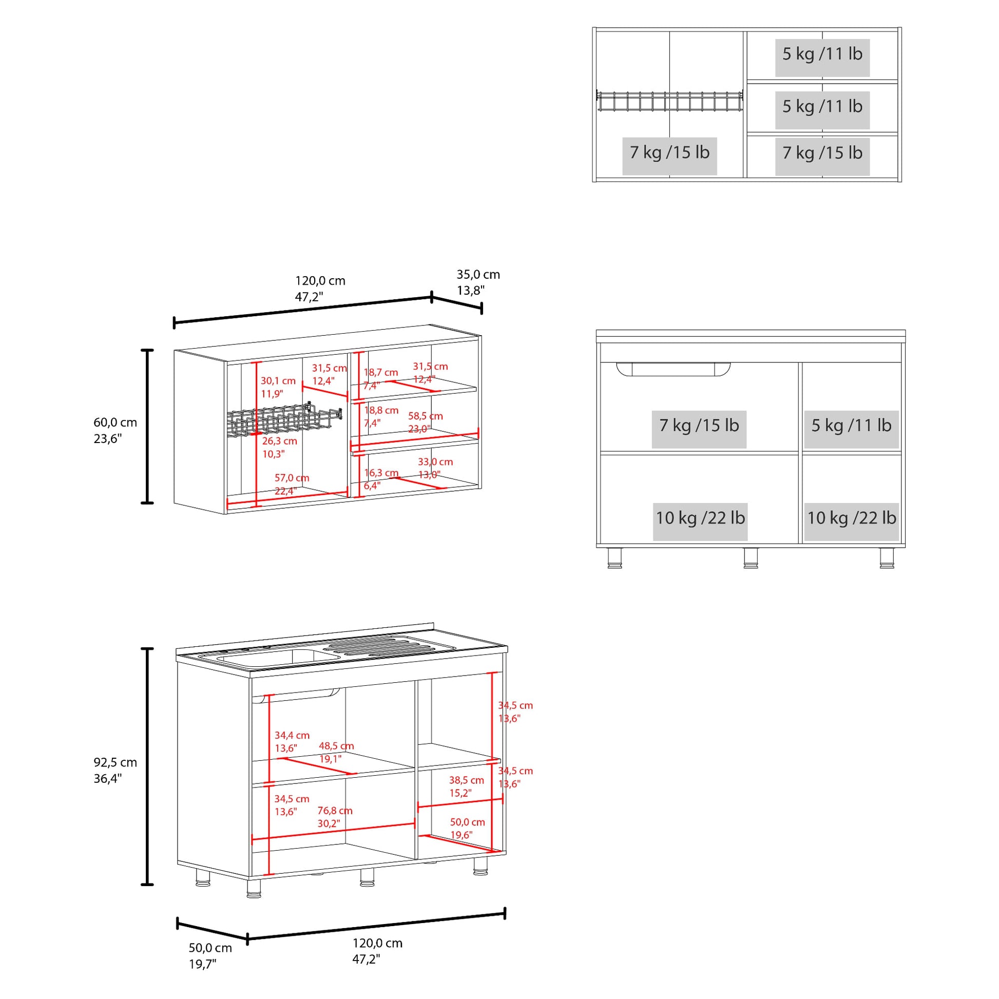 Cocina Completa Napoleon Set 92X120X50 Rta Kronos Blanco Zf