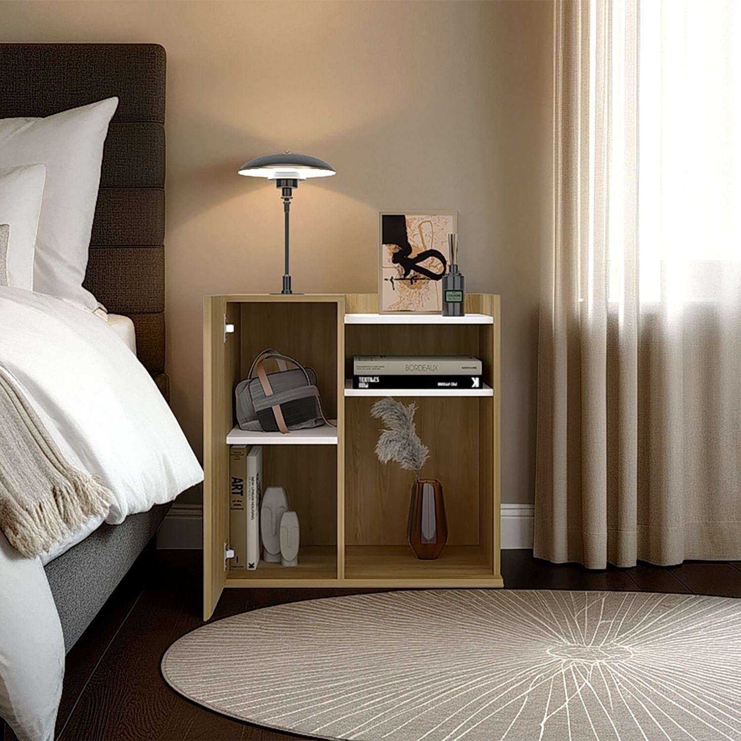 Mesa De Noche Cairo 65X65X40 Rta Fresno Blanco