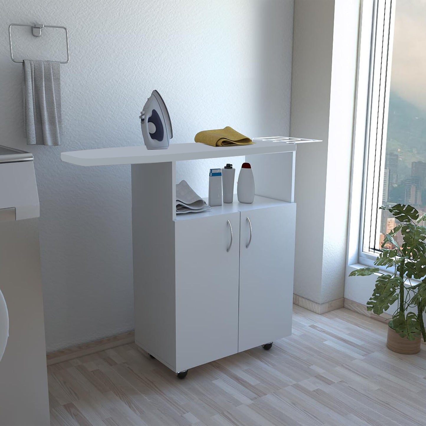 Mueble Para Planchar Urano 86X90X31 Rta Blanco Zf