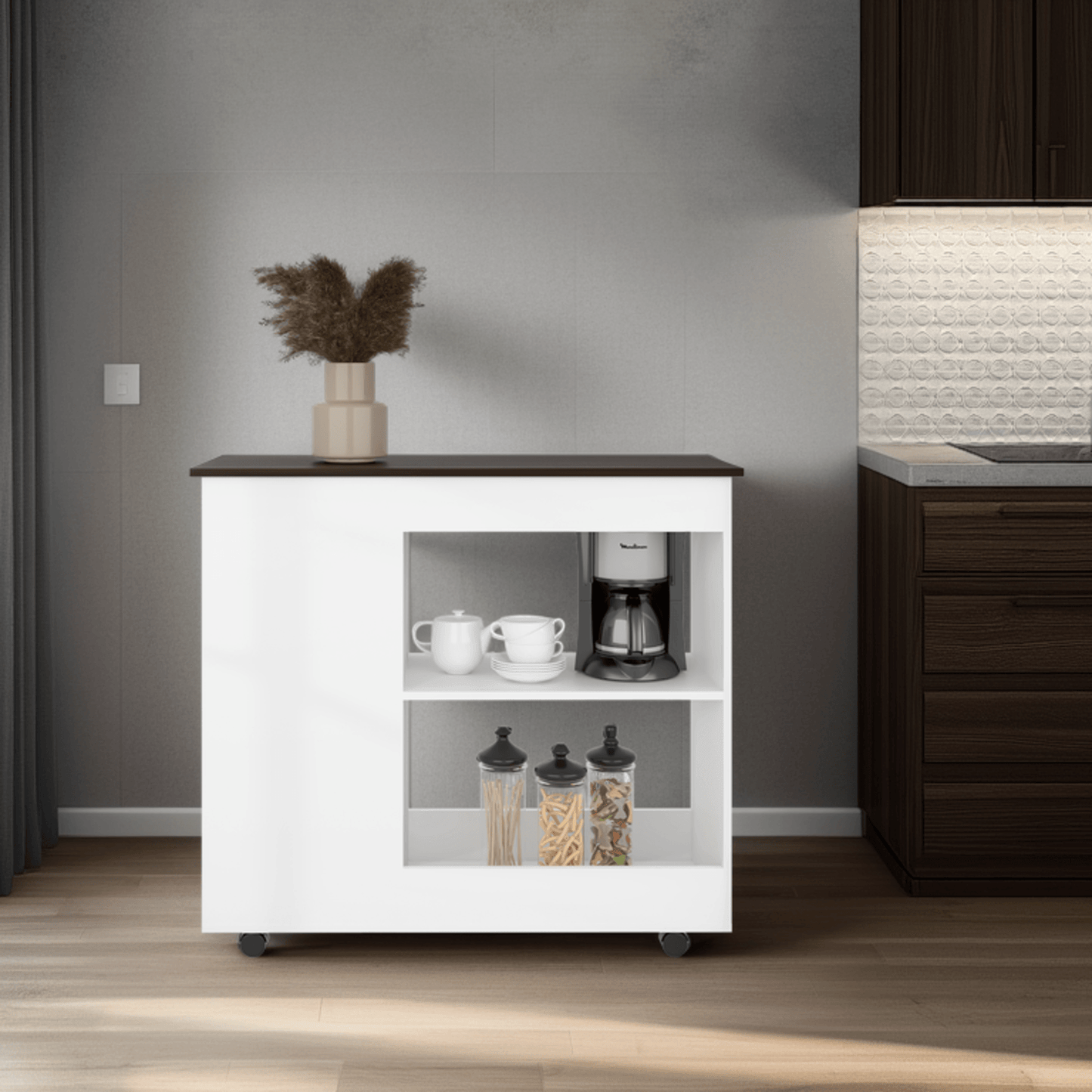 Meson De Cocina Nigella 89X100X40 Rta Blanco Nogal Zf