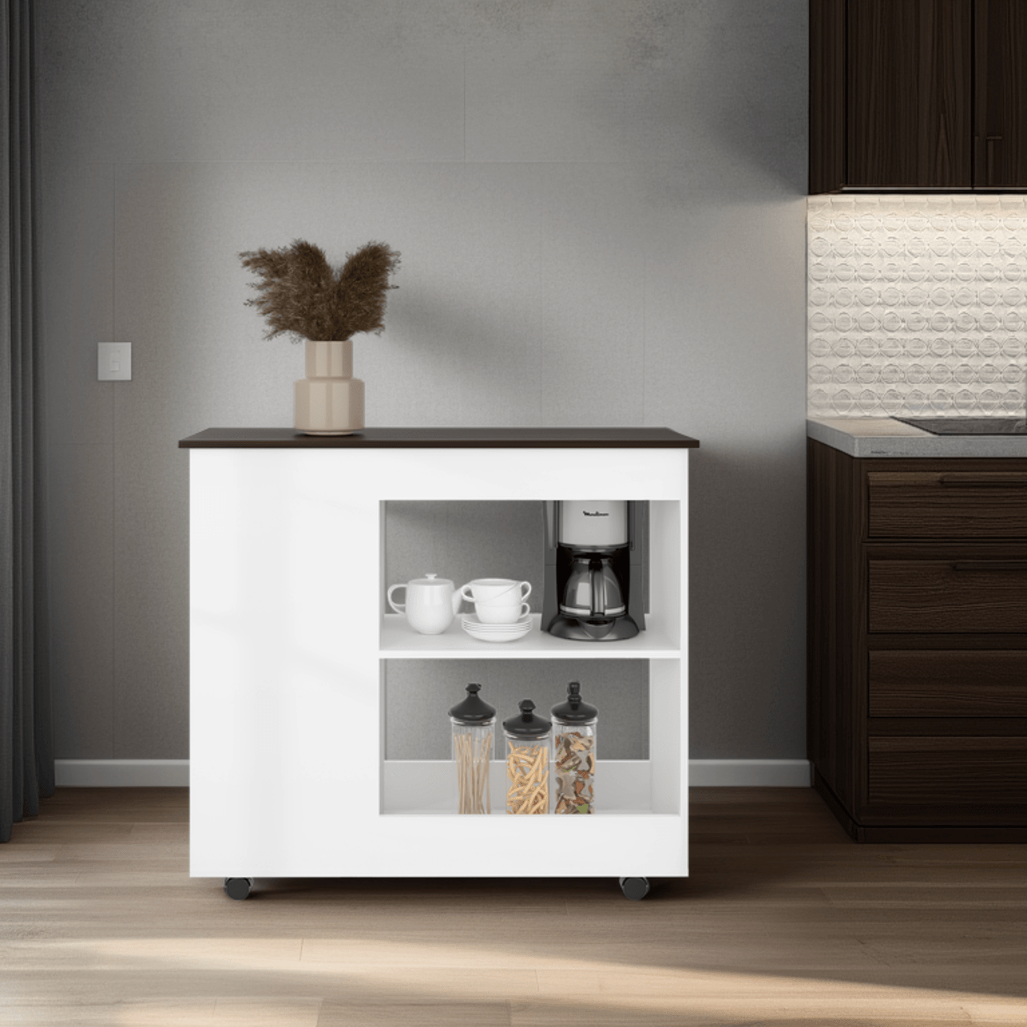 Meson De Cocina Nigella 89X100X40 Rta Blanco Nogal Zf