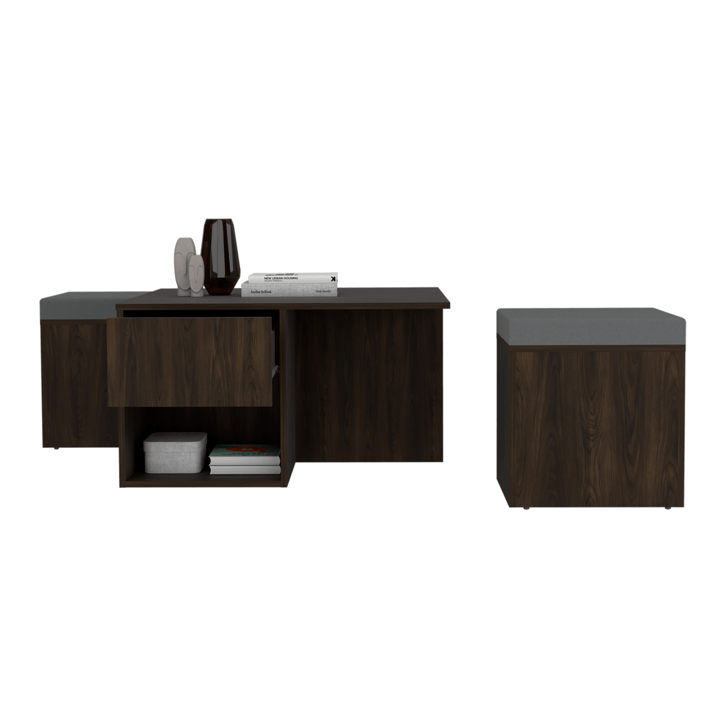 Mesa De Centro Lucien 45X80X80 Rta Nogal Zf