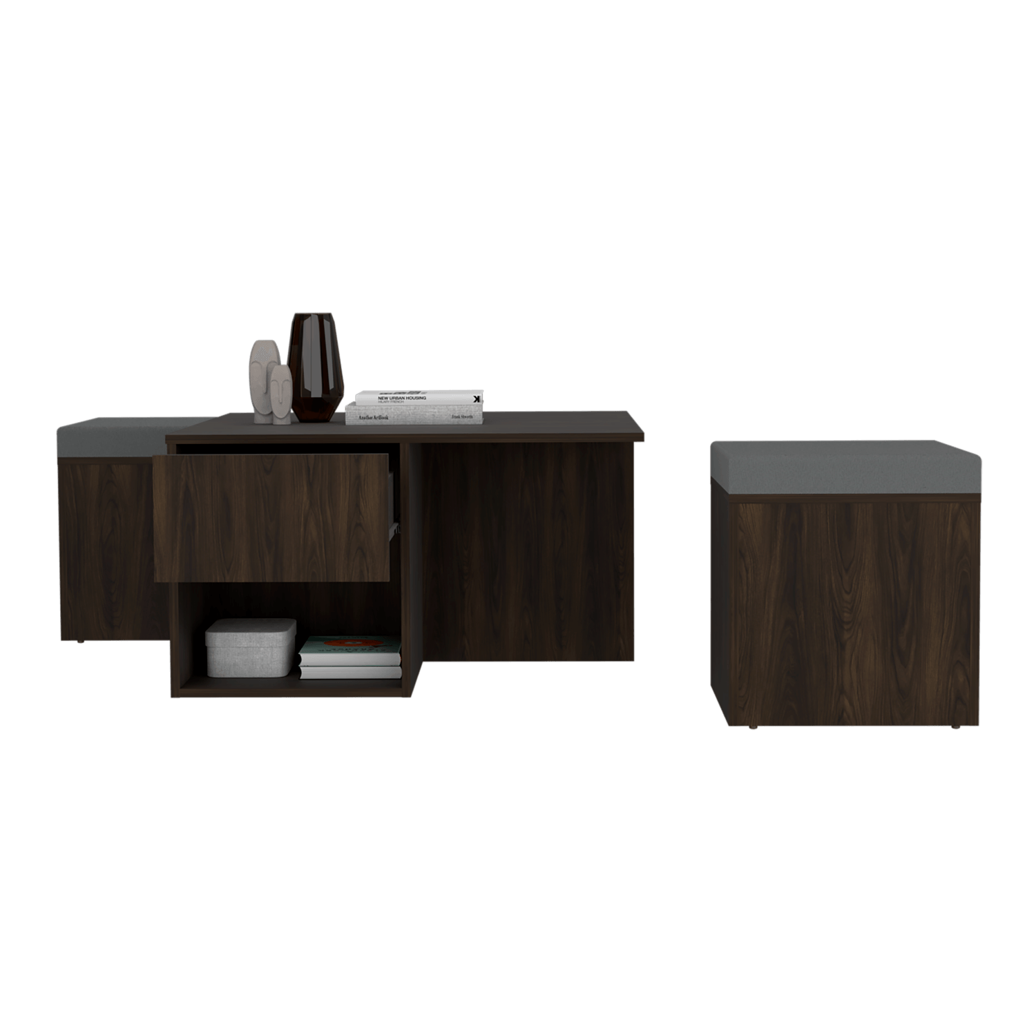 Mesa De Centro Lucien 45X80X80 Rta Nogal Zf