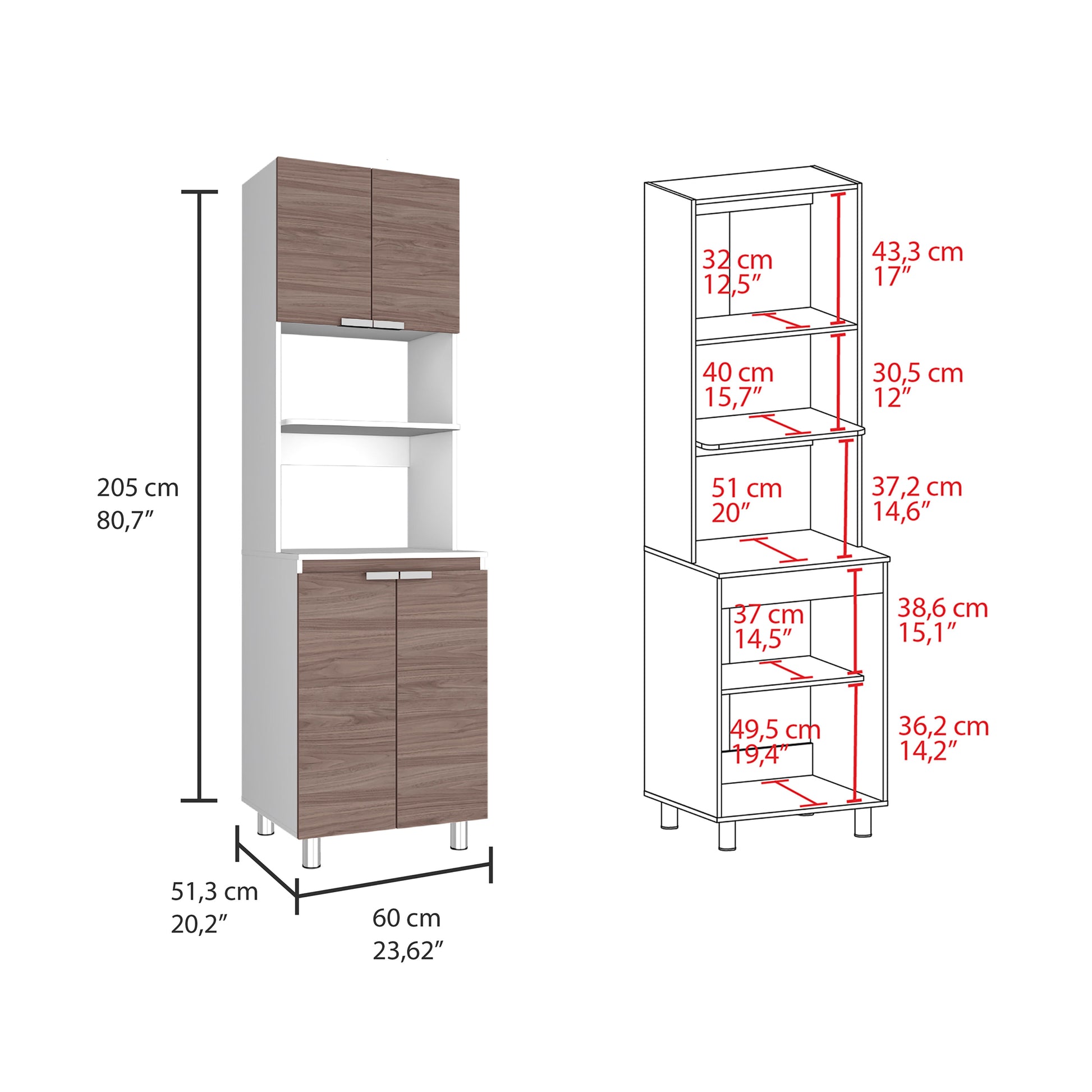 Mueble Microondas Fendi Rta Blanco + Castaño