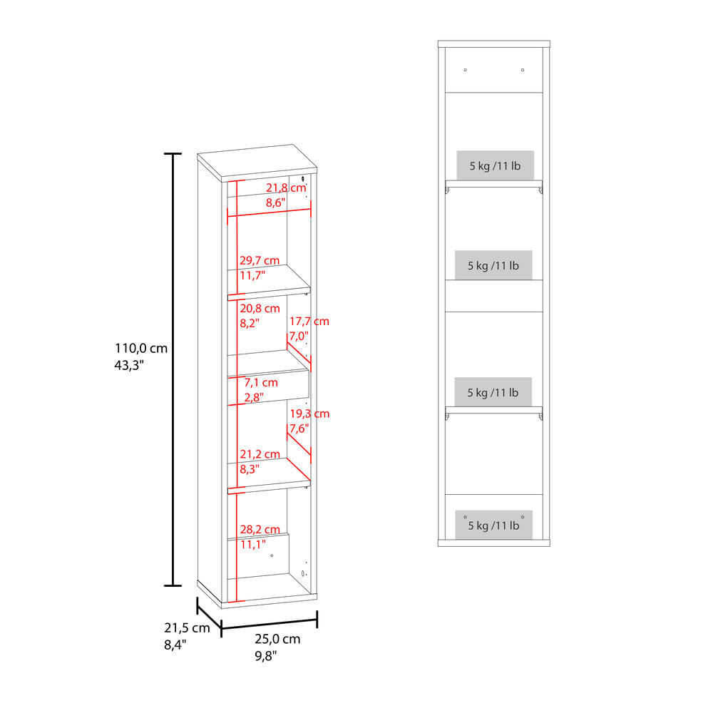 Armario De Pared Dos Puertas 110X25X21 Rta Capri Blanco Zf