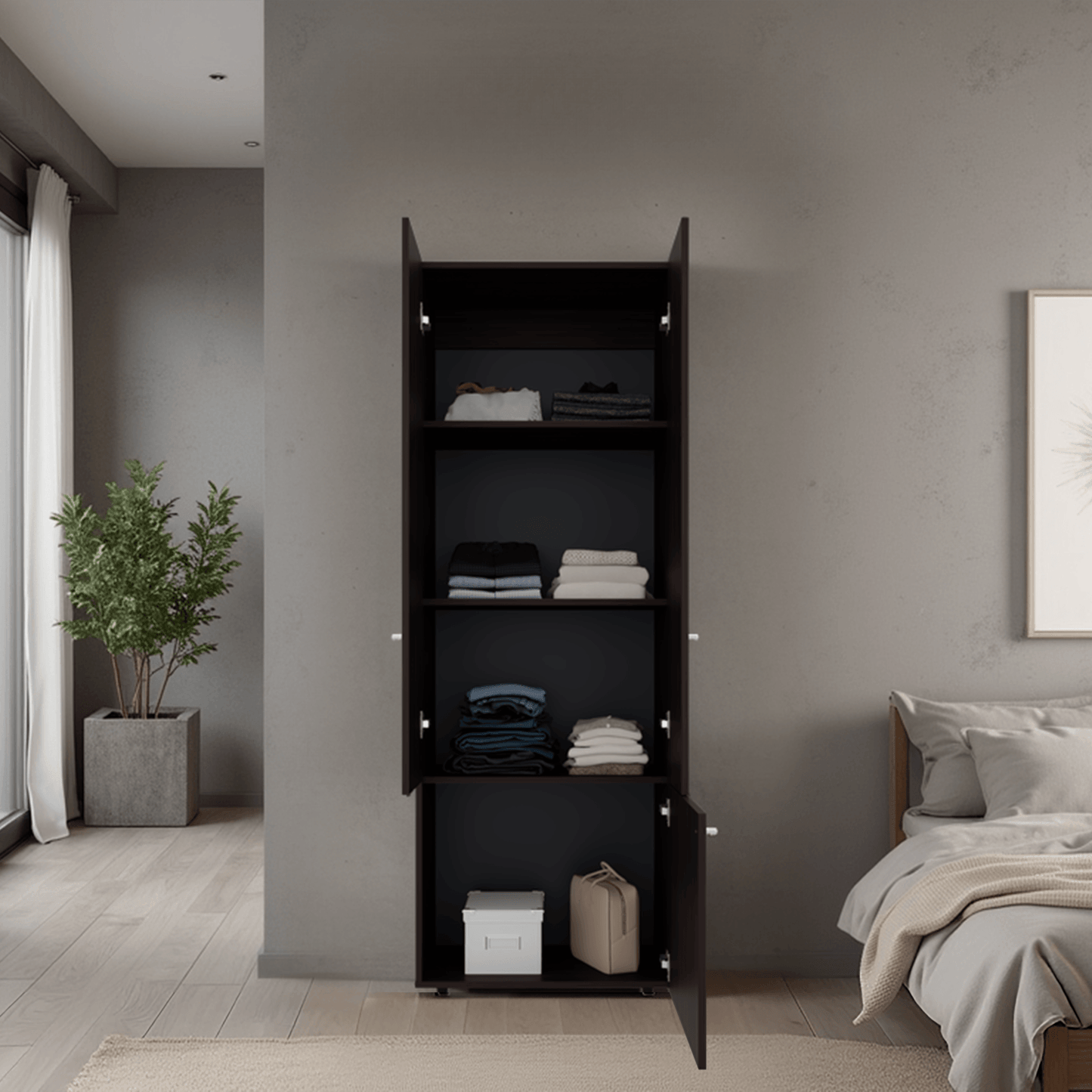 Closet 3 Puertas Tuhogar 170X60X40 Rta Nogal Negro Zf