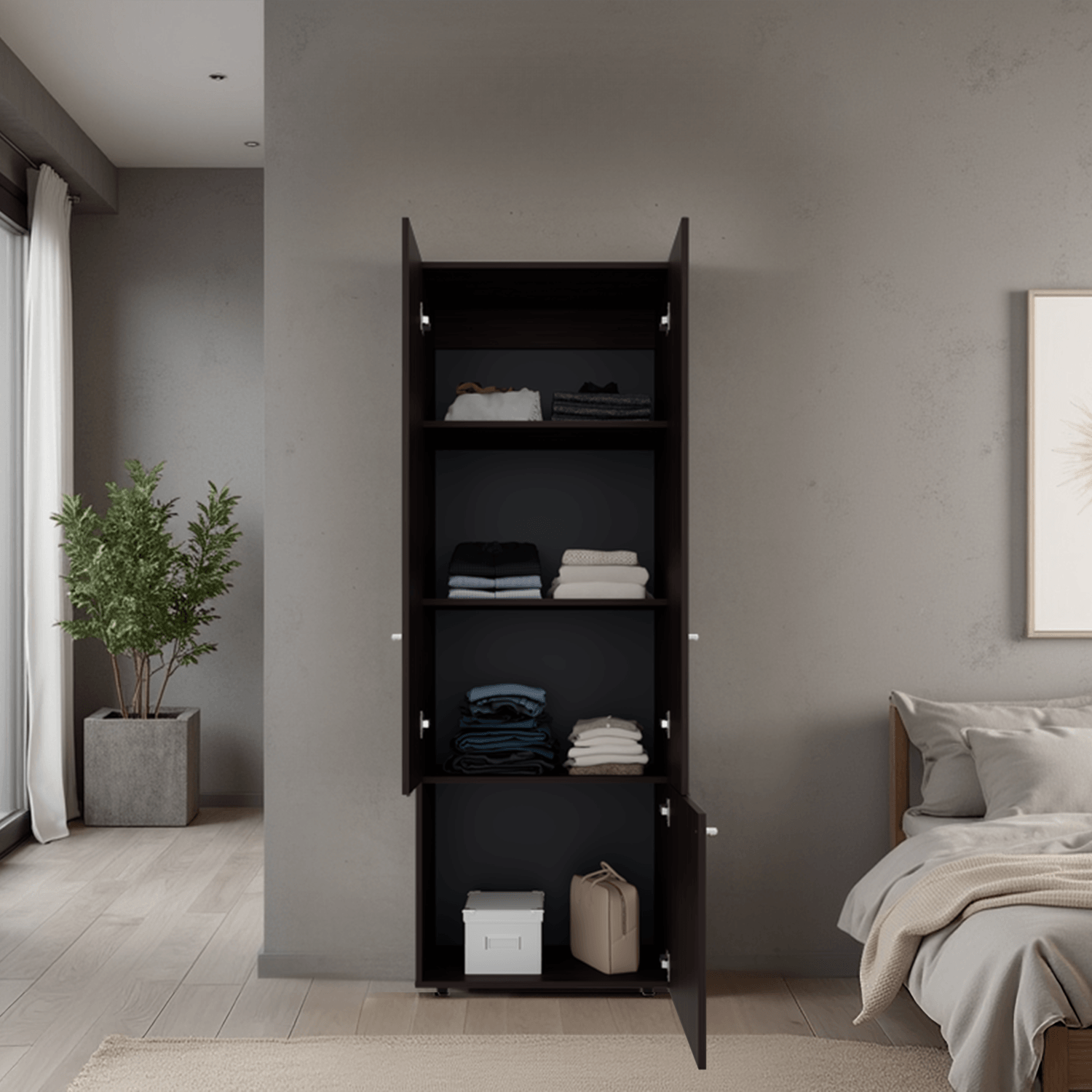 Closet 3 Puertas Tuhogar 170X60X40 Rta Nogal Negro Zf