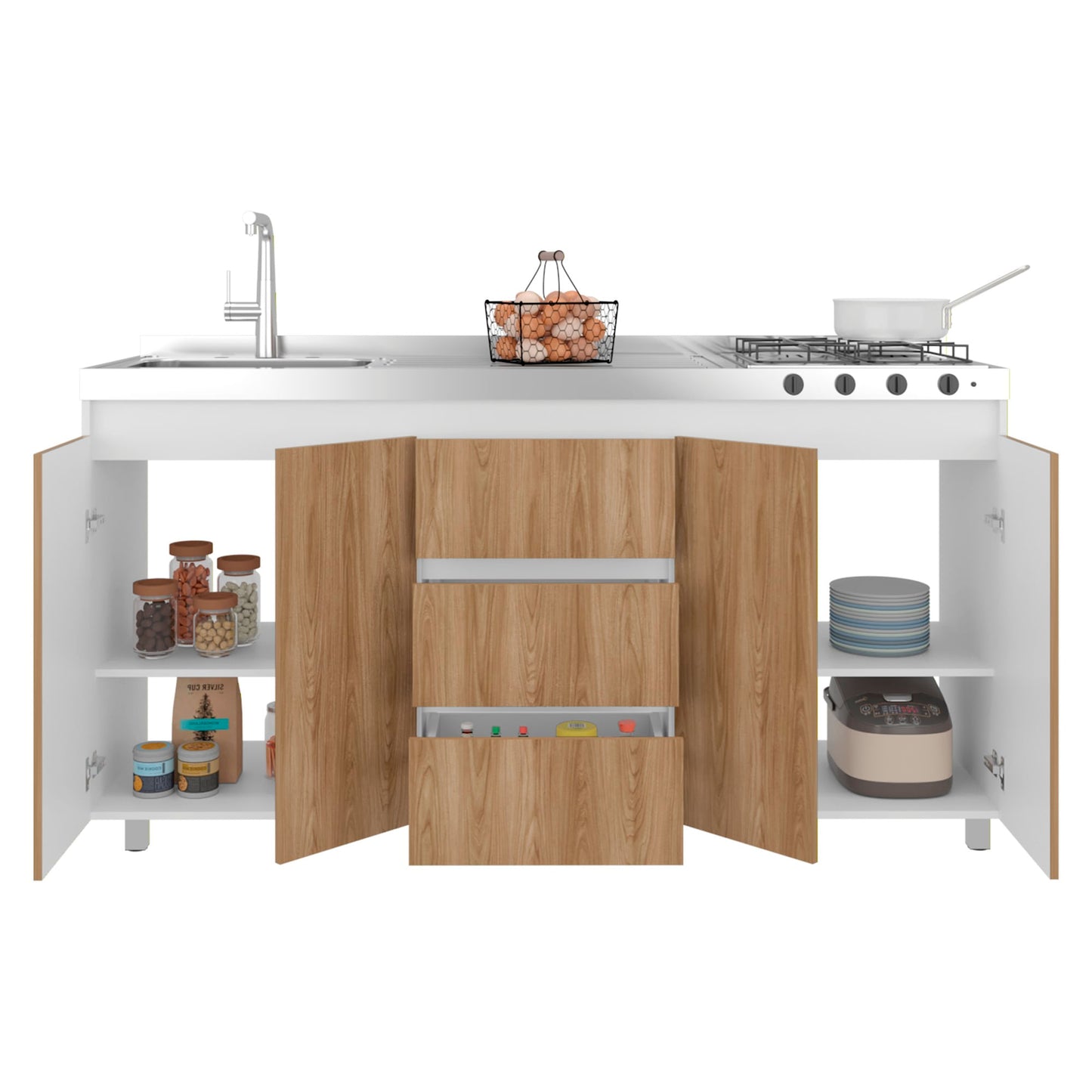 Mueble Inferior Cocina Boreal Izq 89X179X49 Rta Blanco Fresno
