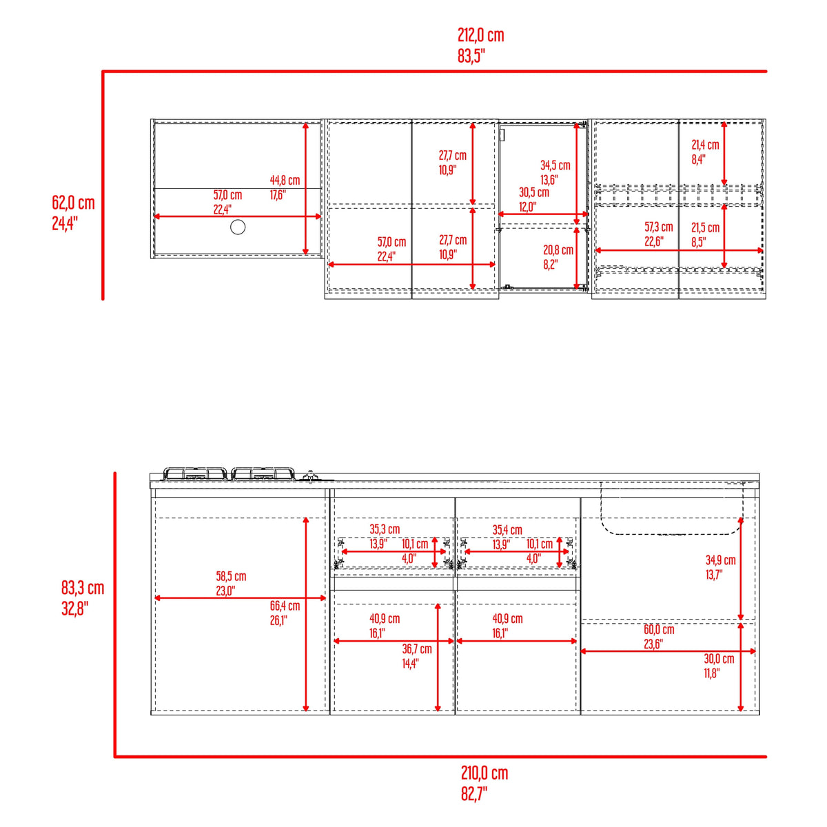 Cocina Amantia Derecha 208X212X52 Rta Fresno Eu