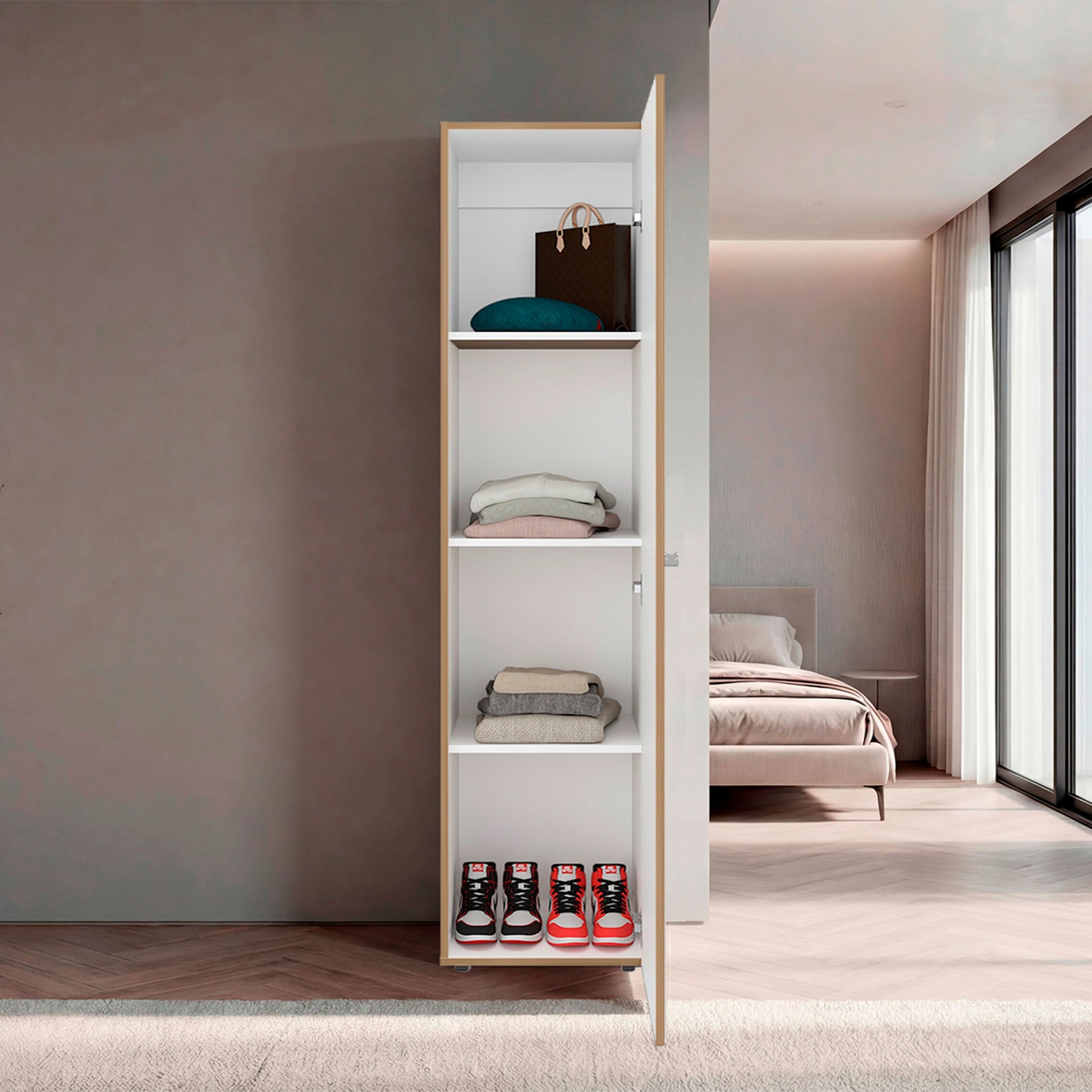 Closet Con Espejo Home Dreams 170X40X40 Rta Fresno Blanco Zf