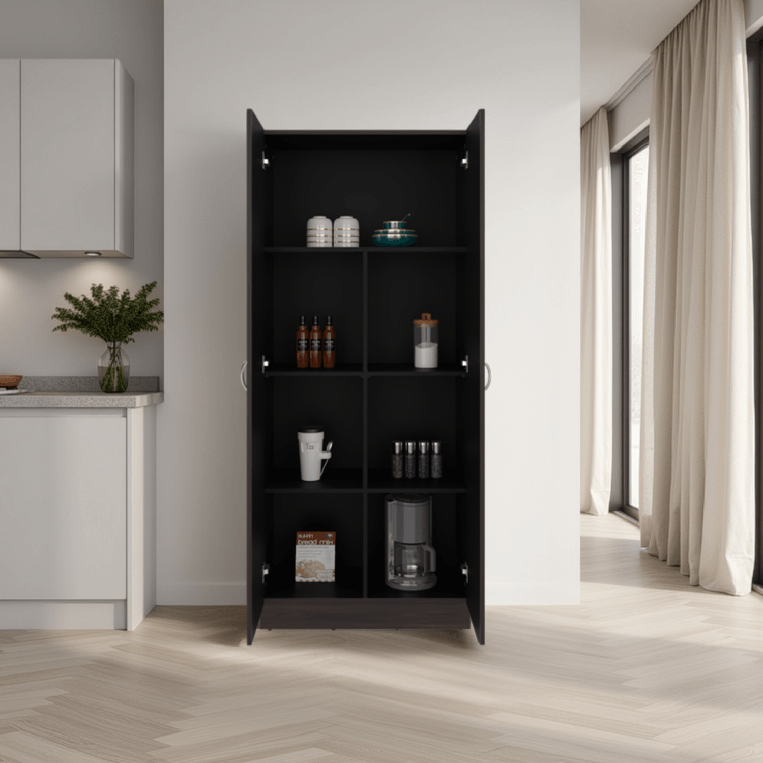 Mueble Alacena Dante 181X76X41 Rta Nogal Wengue Zf