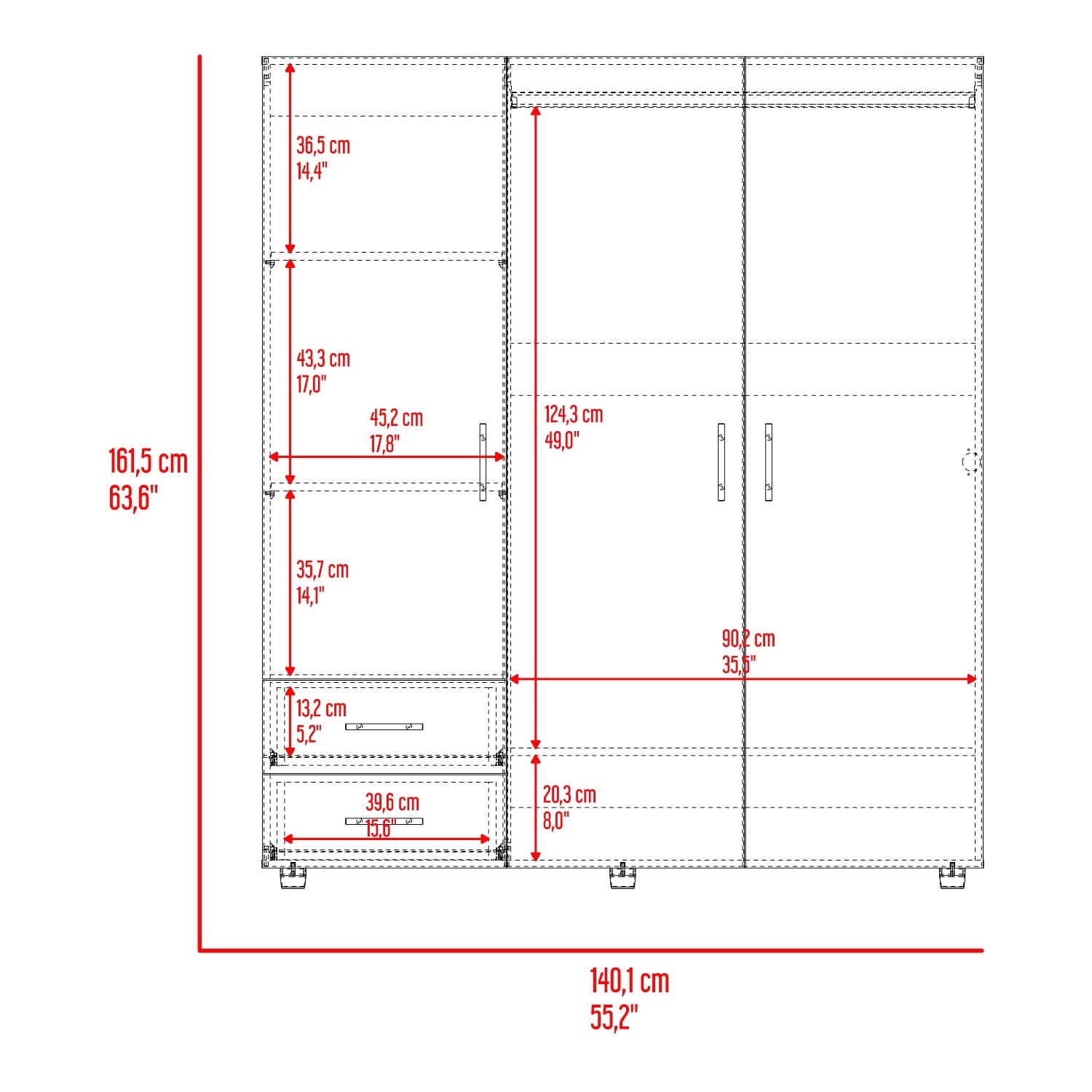 Closet Dassel 161X140X52 Rta Rovere