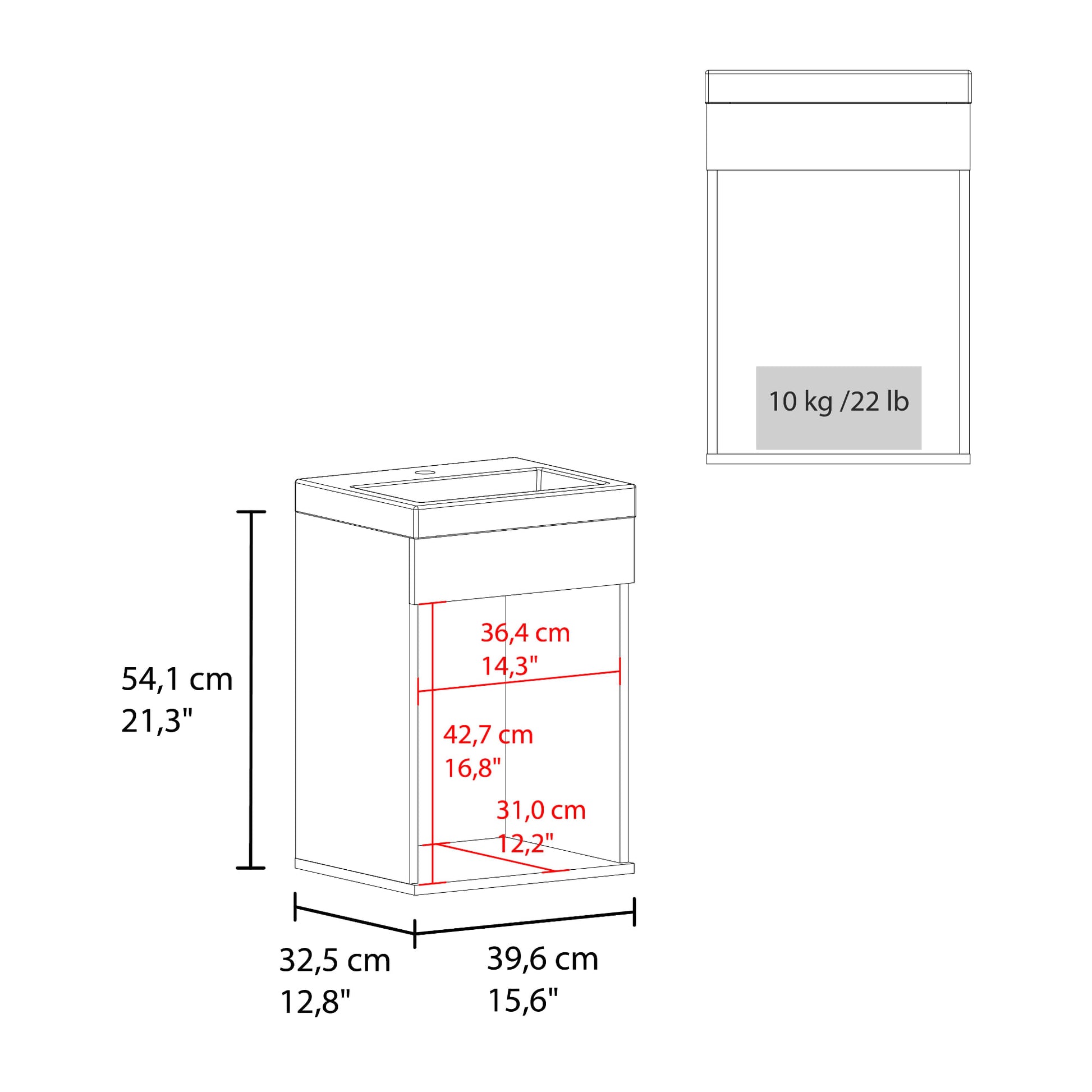 Mueble Para Lavamanos Flotante Oxford 54X39X32 Rta Wengue Zf