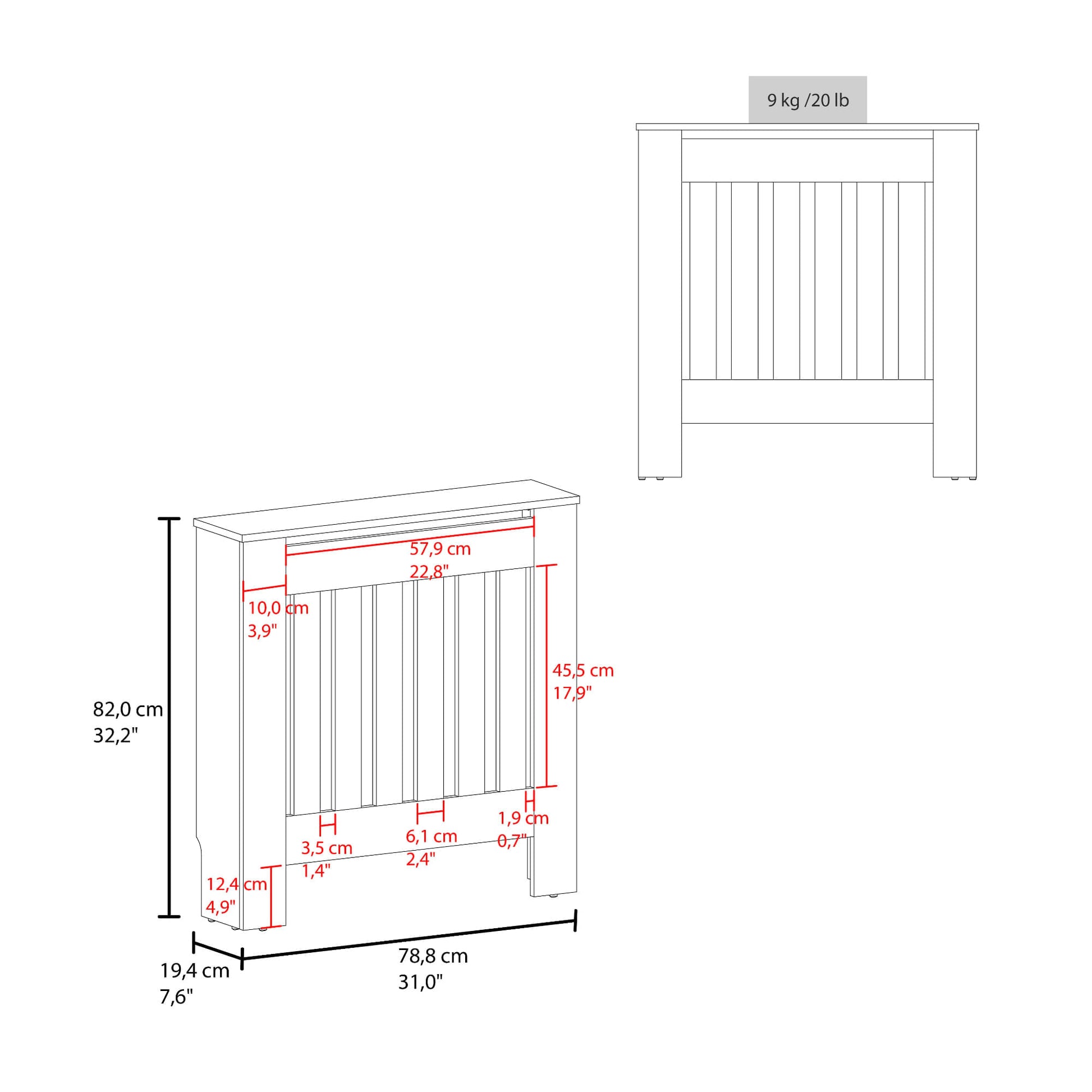 Mueble Auxiliar Radiador Linn 82X78X19 Rta Milán Zf