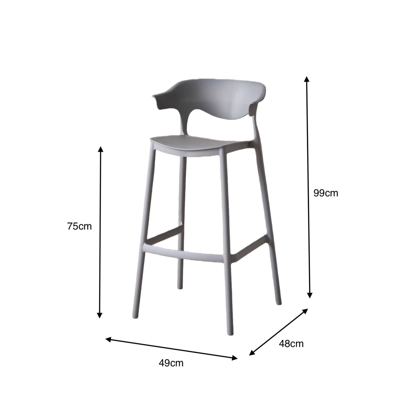 Silla Bar Elena 99X49X48 Rta Gris Oscuro