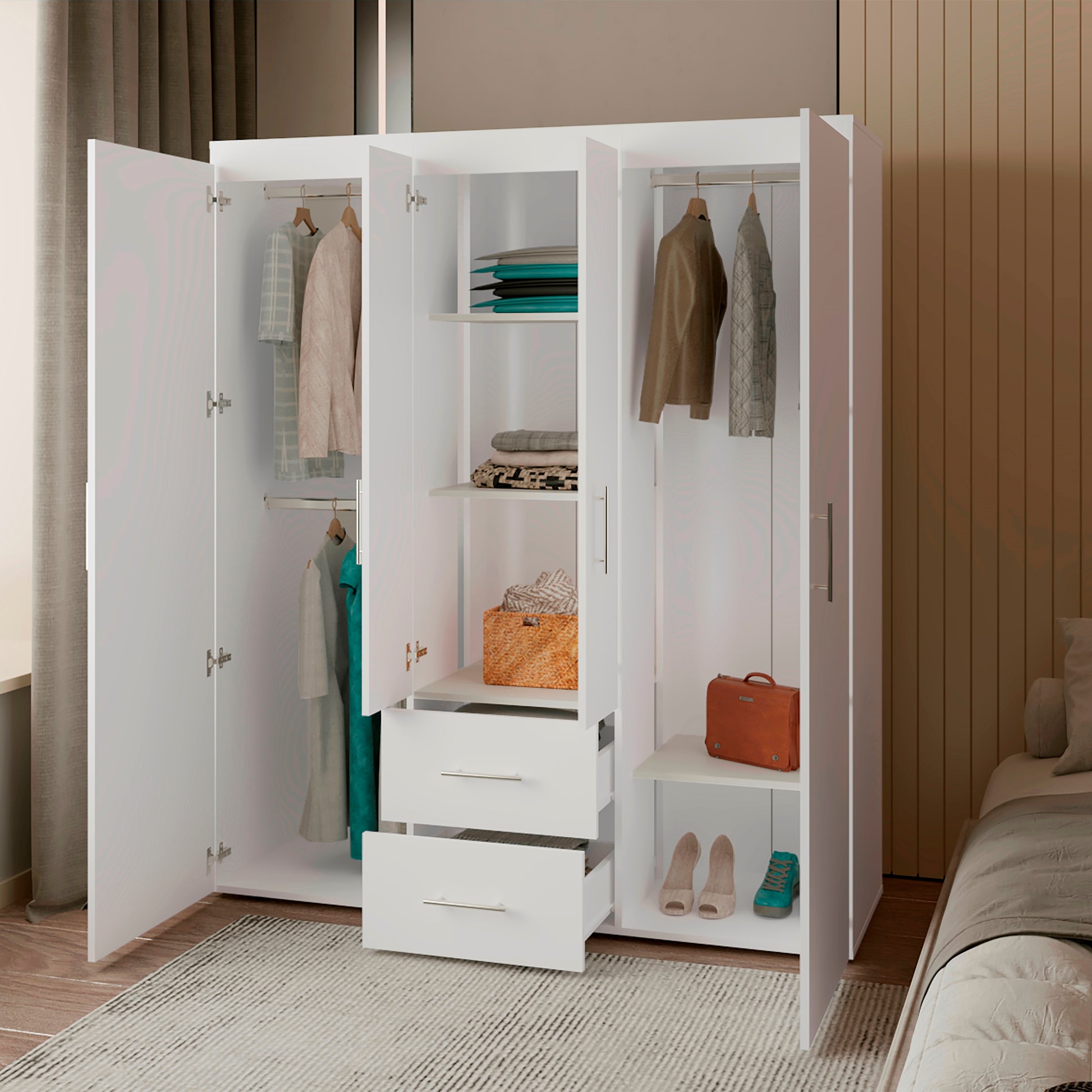 Closet Bariloche Eco 150 177.9X150.3X50.4 Rta Blanco Mqz