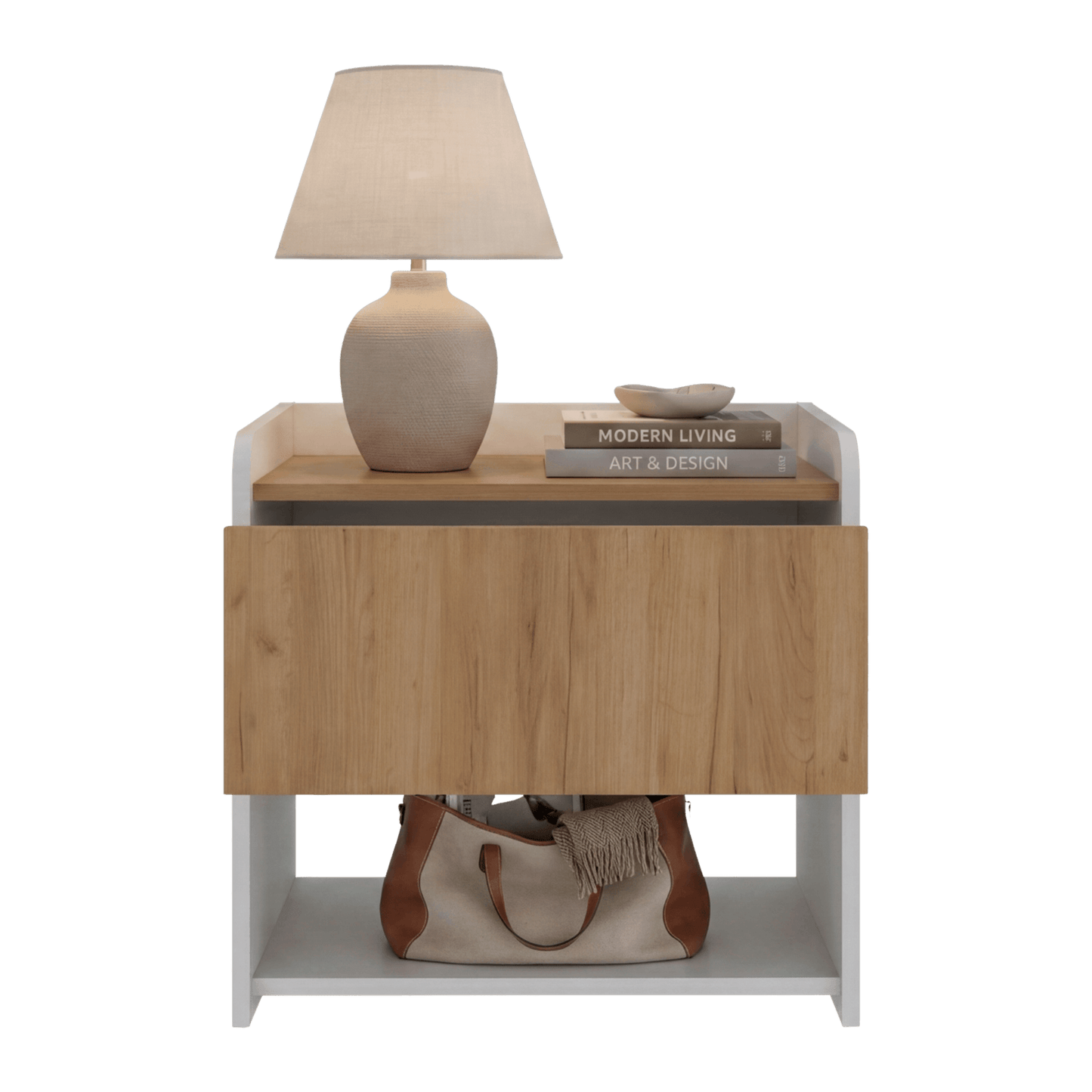 Mesa De Noche Fidelis 50X52X35 Rta Blanco Fresno Zf
