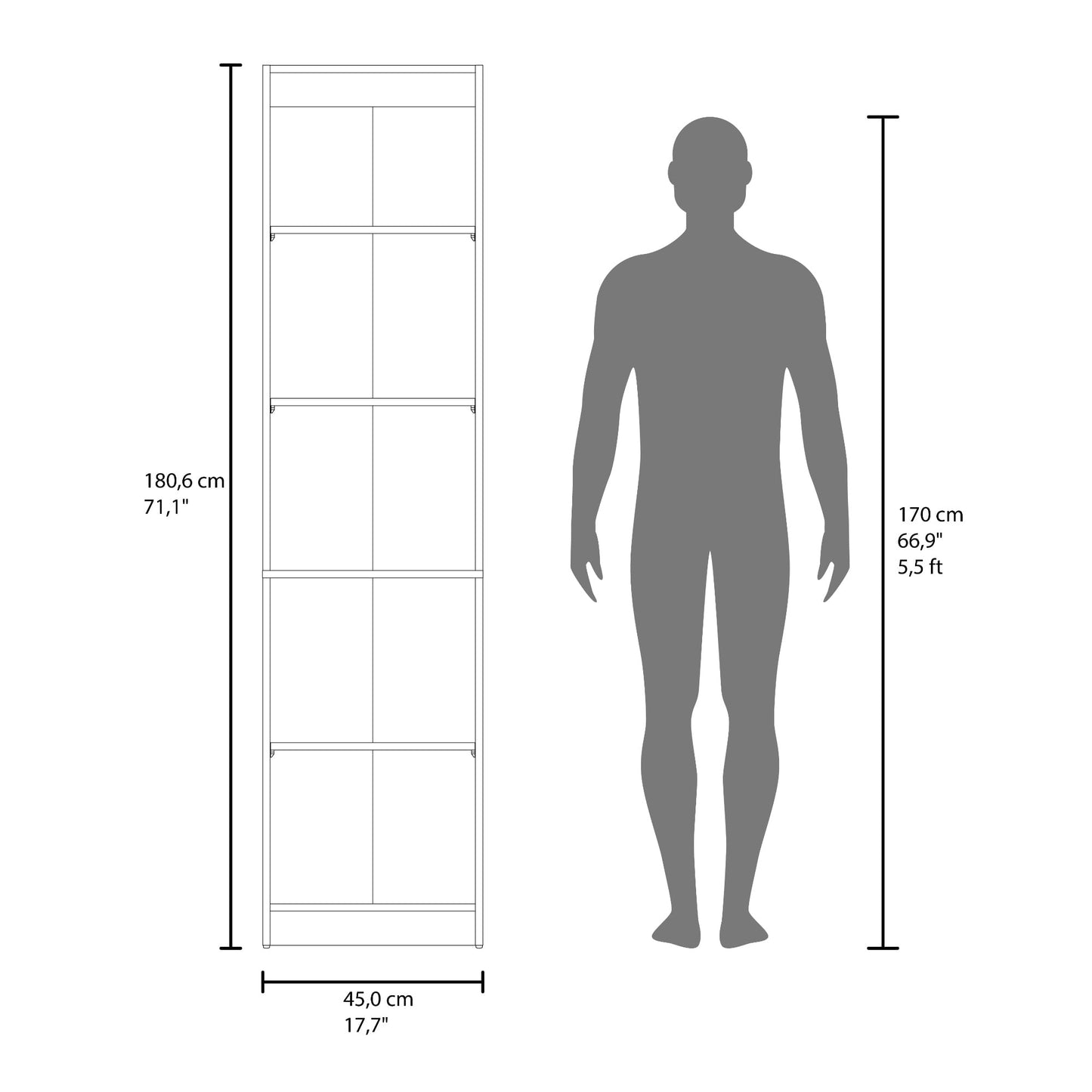 Estante Home E-M5 180X45X31 Rta Plomo Blanco  Zf