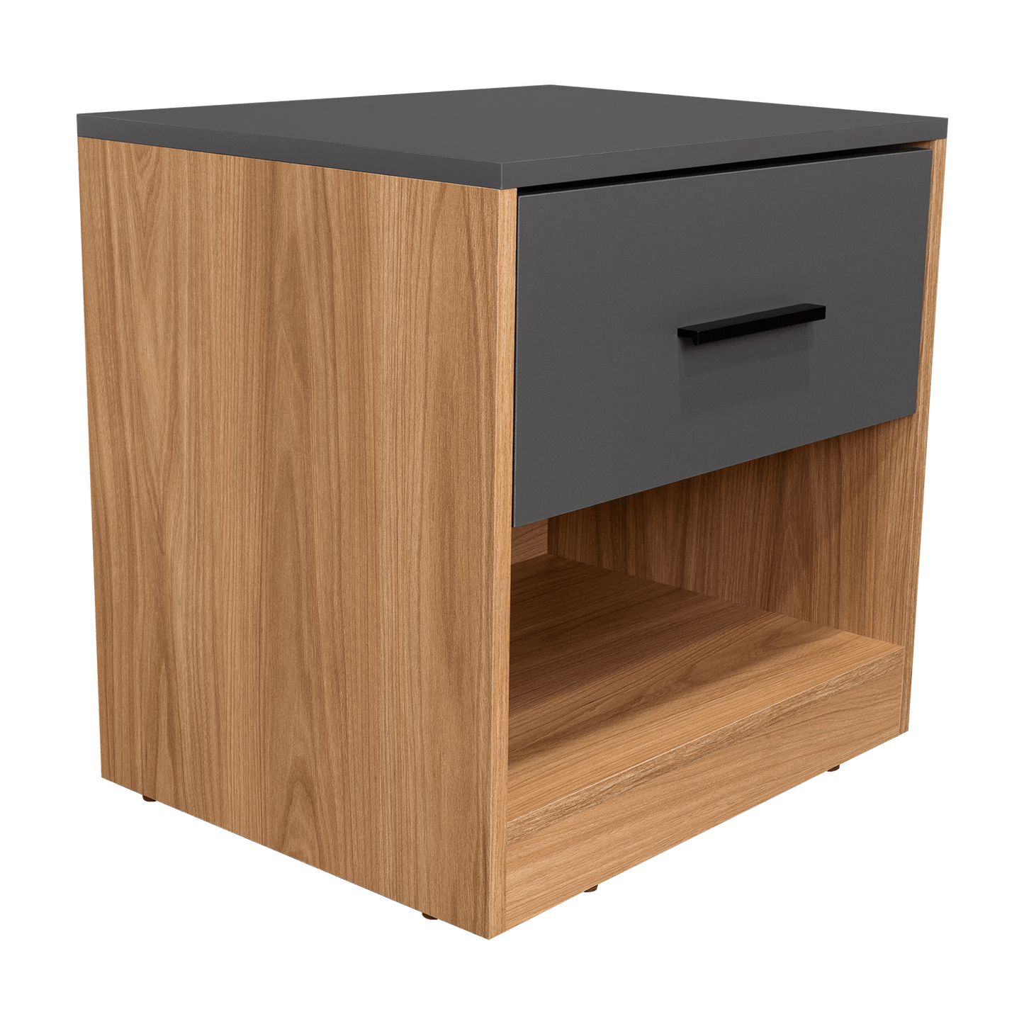 Mesa De Noche Alder 50X50X40 1C Rta Plomo Fresno