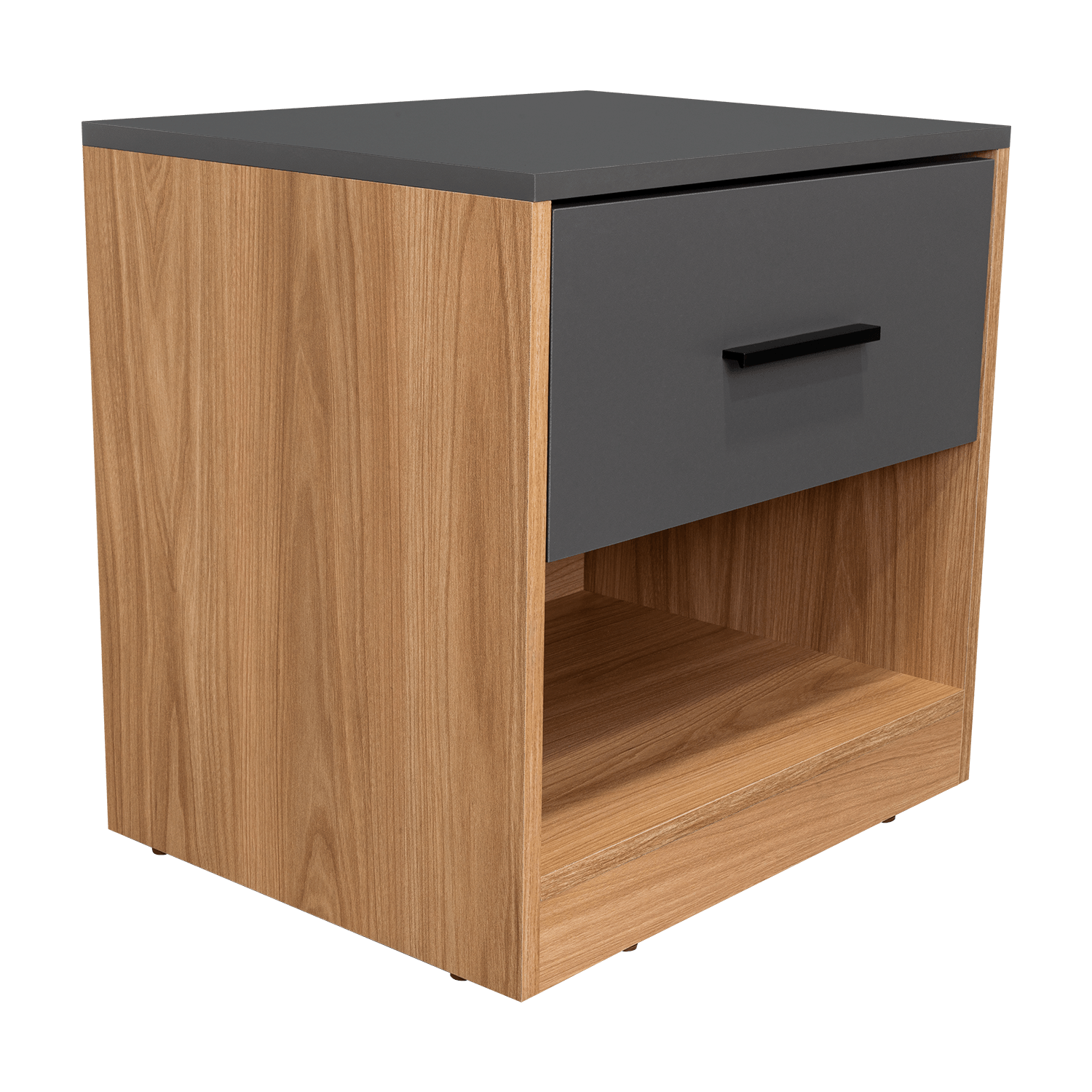 Mesa De Noche Alder 50X50X40 1C Rta Plomo Fresno