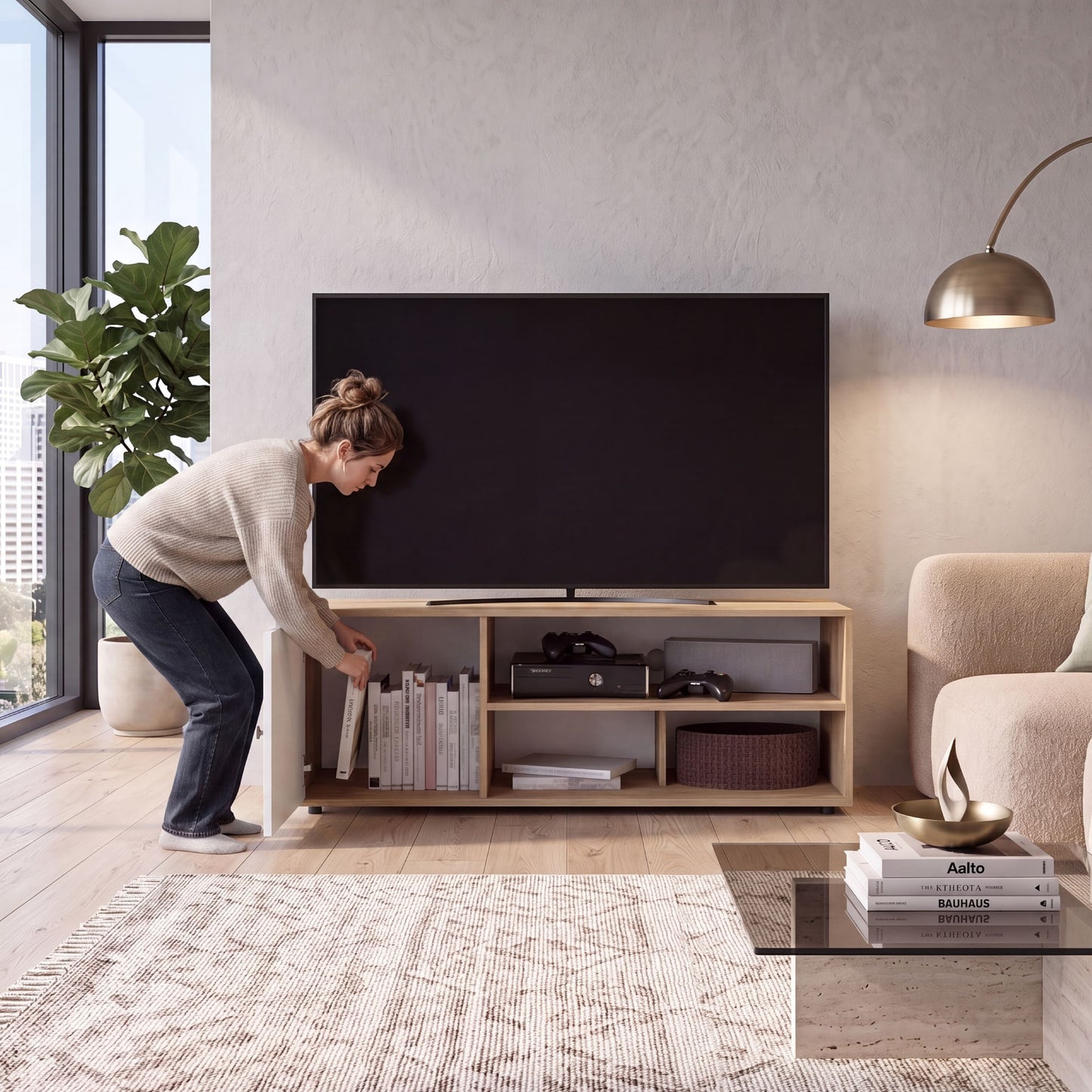 Rack De Tv 55'' Noah Rta Macadamia Blanco