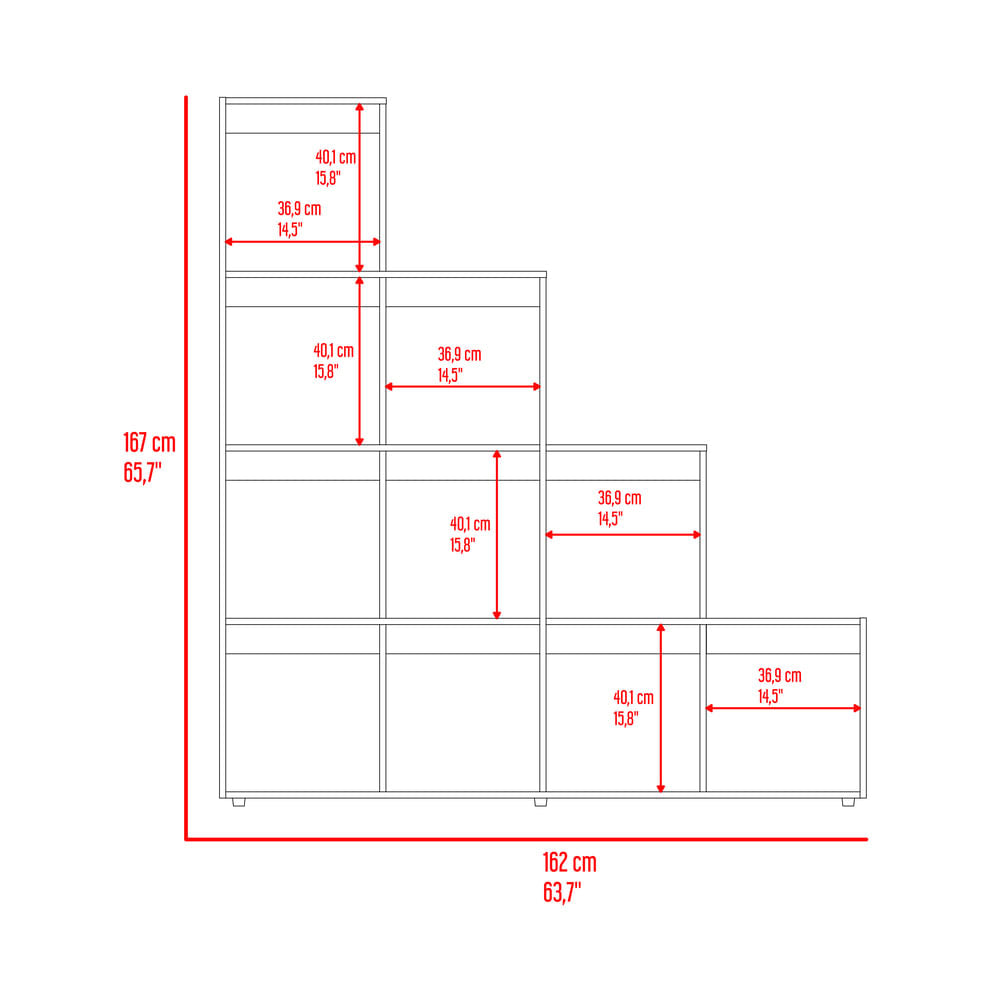 Biblioteca Escalera Beijing  167X162X30 Rta Nogal Europeo
