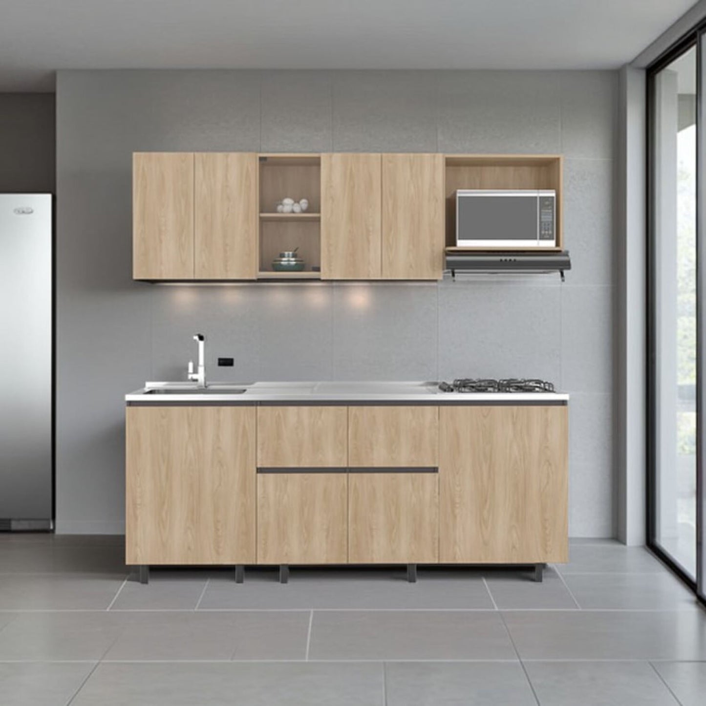 Cocina 2,10 Amantia Rta Fresno Plomo