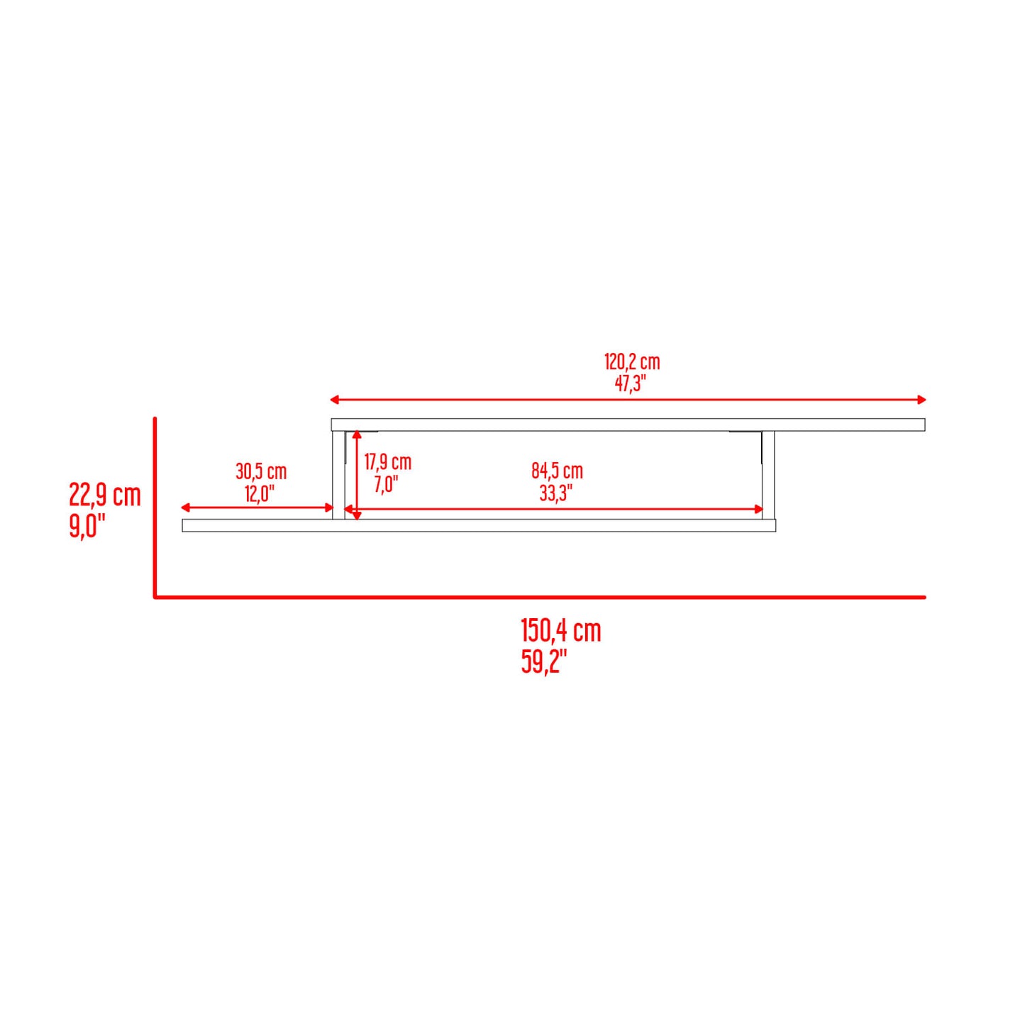 Rack Para Tv Flotante Dili 55" 22X170X29 Rta Niebla