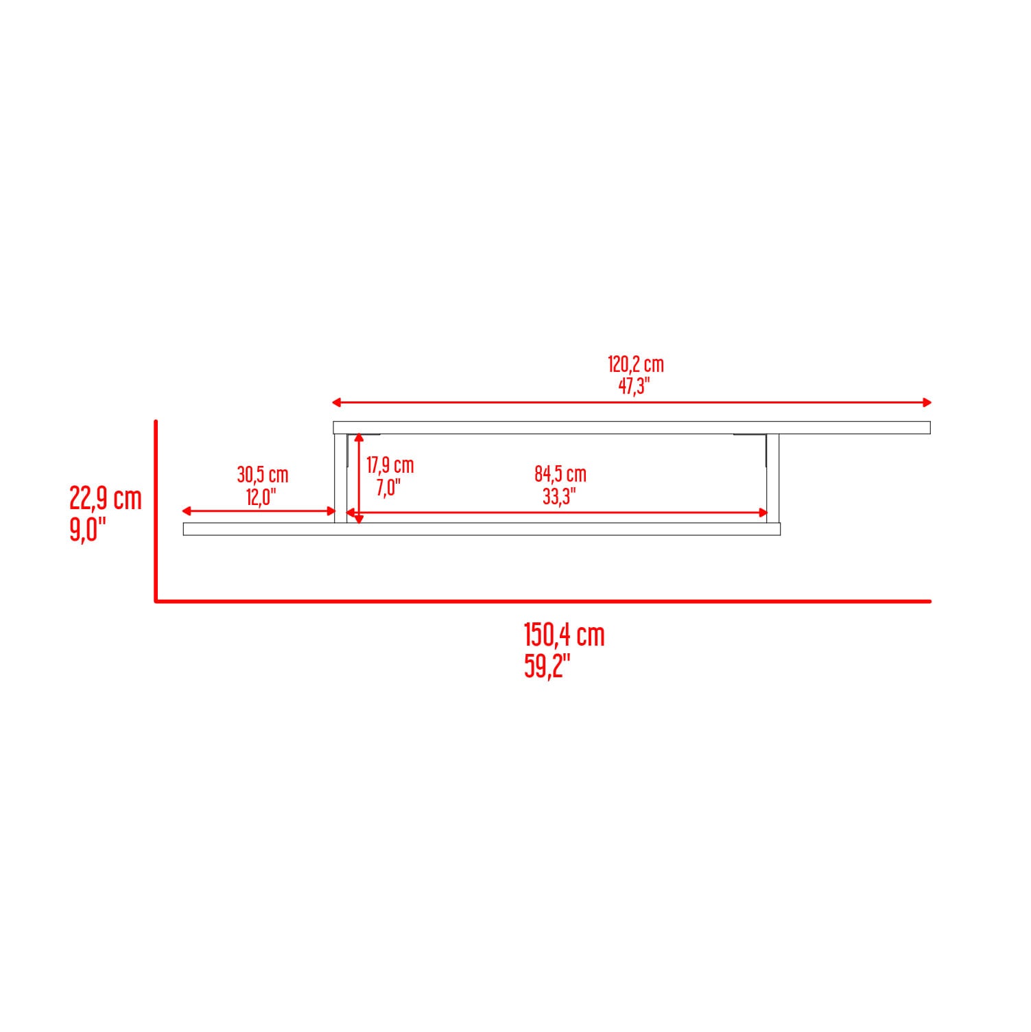 Rack Para Tv Flotante Dili 55" 22X170X29 Rta Niebla