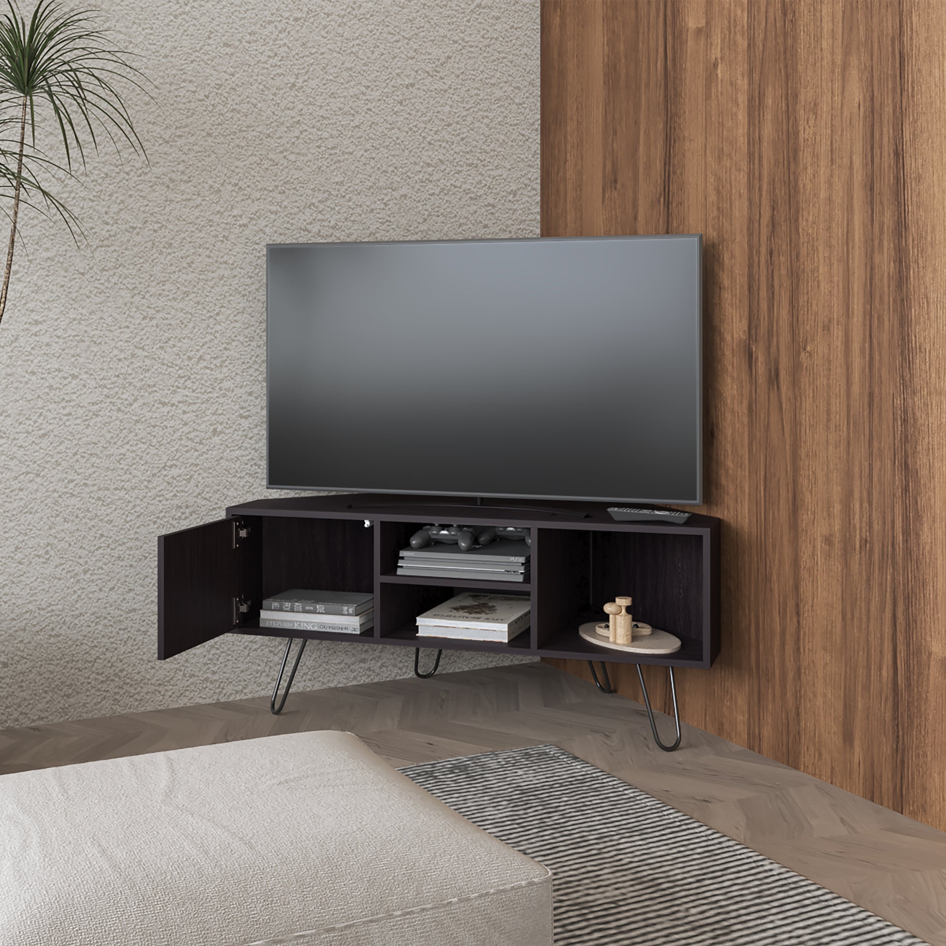Rack Tv Esquinero Lancaster 50X115X55 Rta Wengue Zf