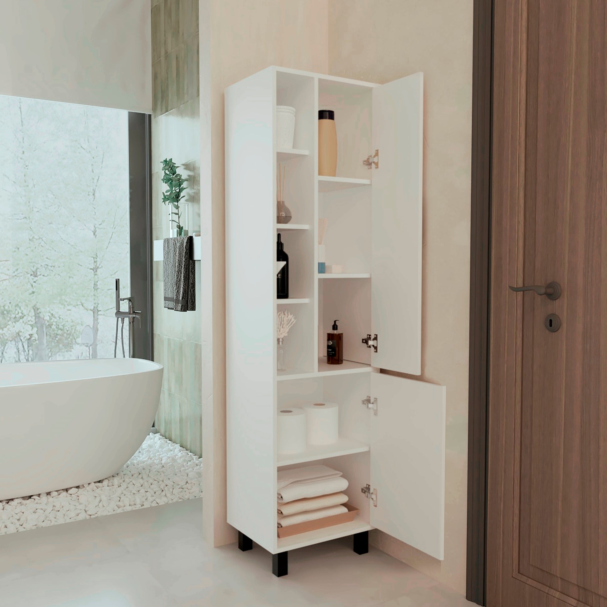 Mueble Alacena Stanton 173X45X35 Rta Blanco Zf