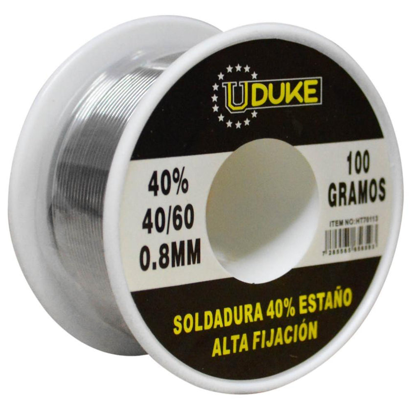 Soldadura Estano Uduke 100 Gramos 4060 40 Estano 08Mm Ht70113
