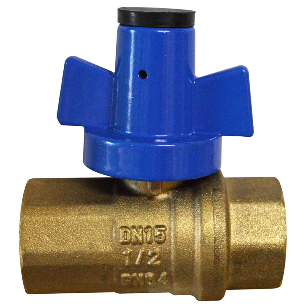 Llave Gas 12 Bronce Tipo Antifraude Dn15 Pn 64 Chapola Azul Ht70005