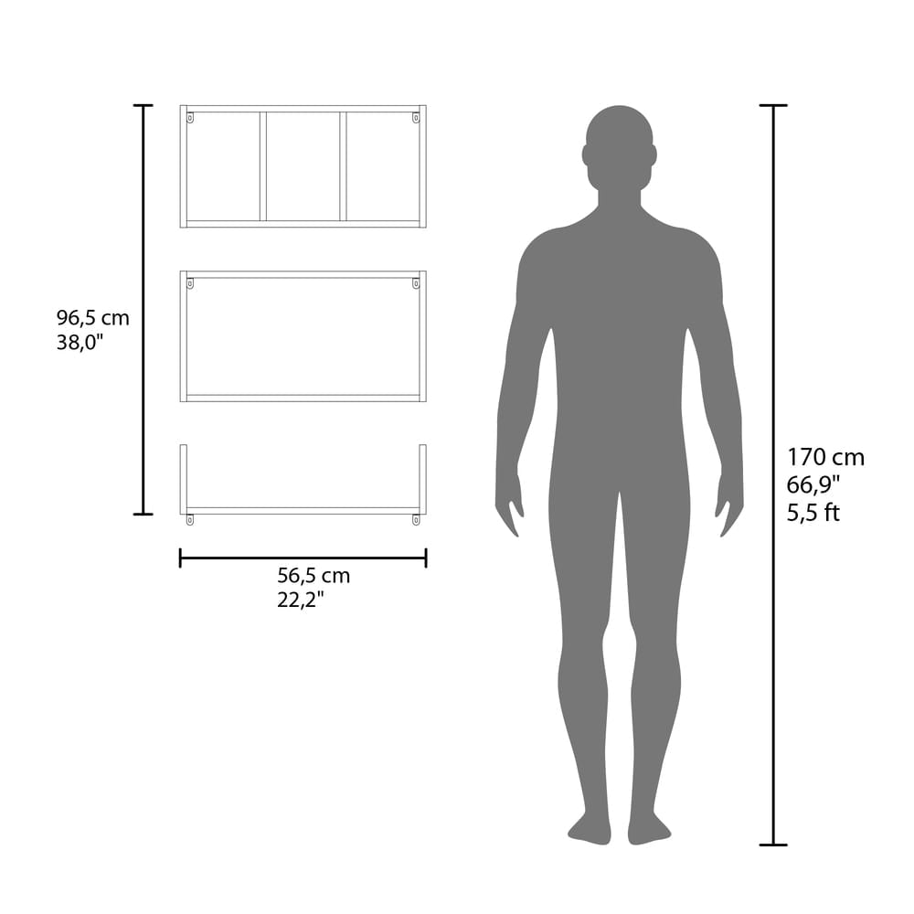 Estante De Pared Set 3 Trego 74X56X12 Rta Blanco Zf
