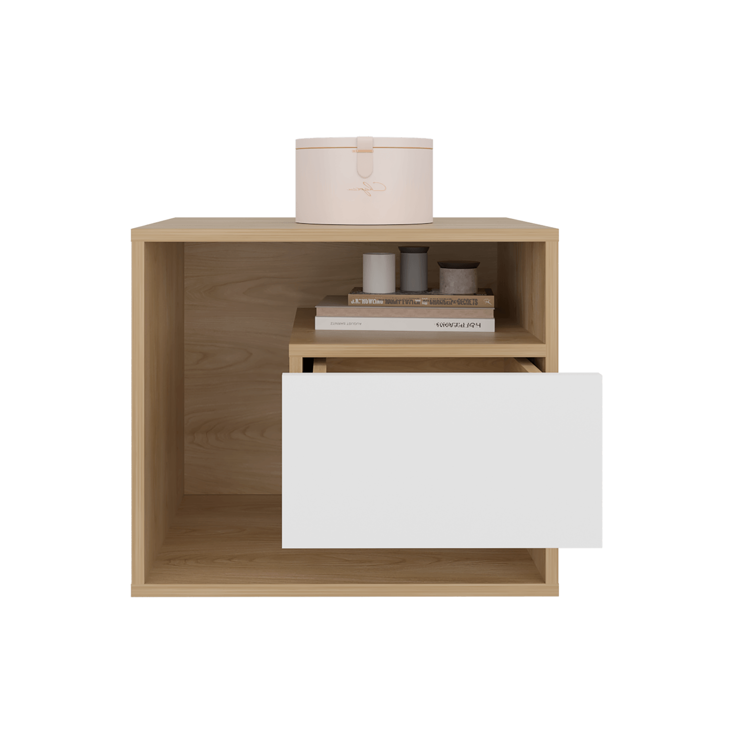 Mesa De Noche  Buda 43X50X41 Rta Fresno Blanco