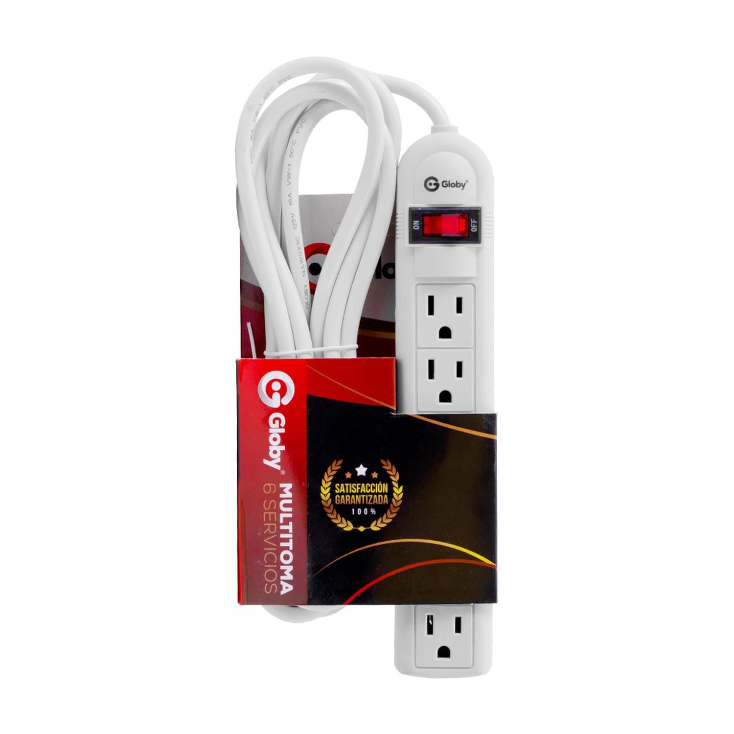 Toma Multiple X 6 Con Cable 3 Mts Globy